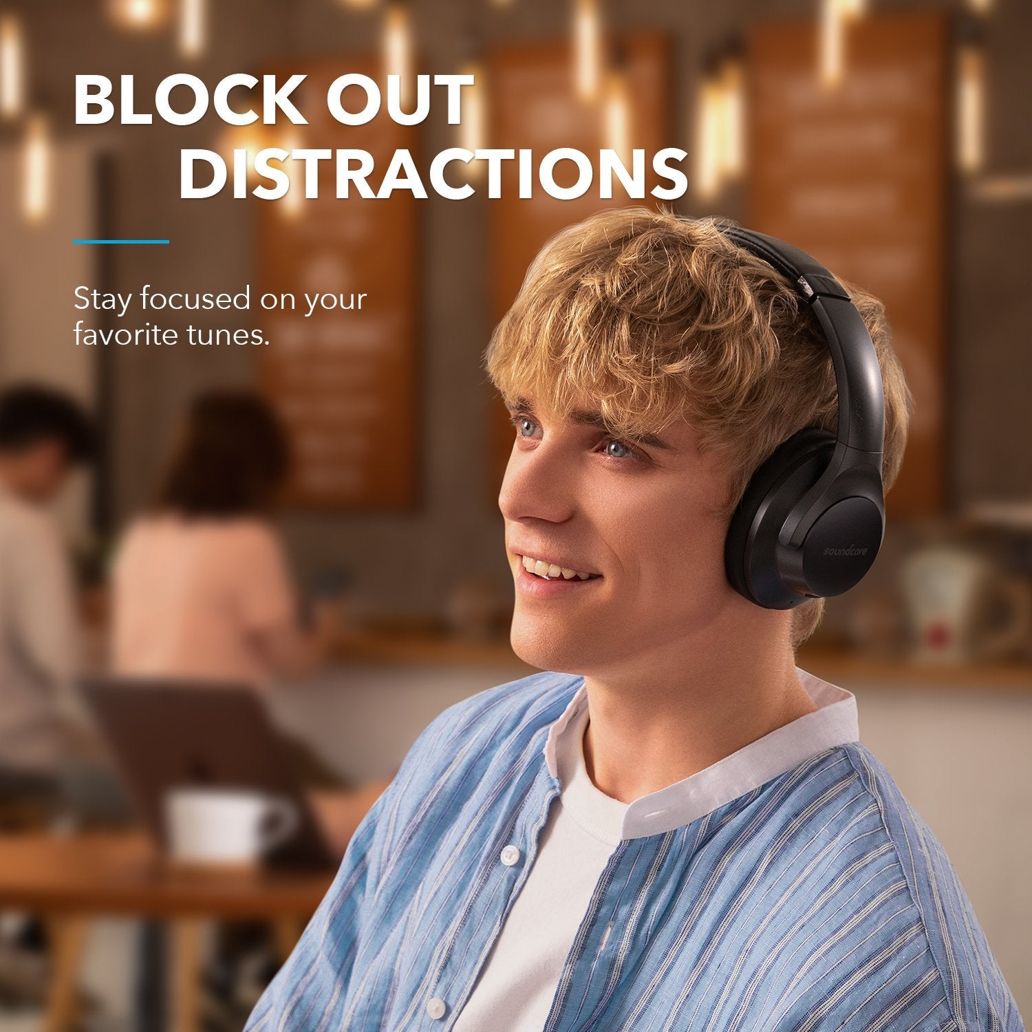 Anker Soundcore Life Q20+ Active Noise Cancelling Headphones, Hi-Res Audio Wireless Over-Ear Headphones, Black