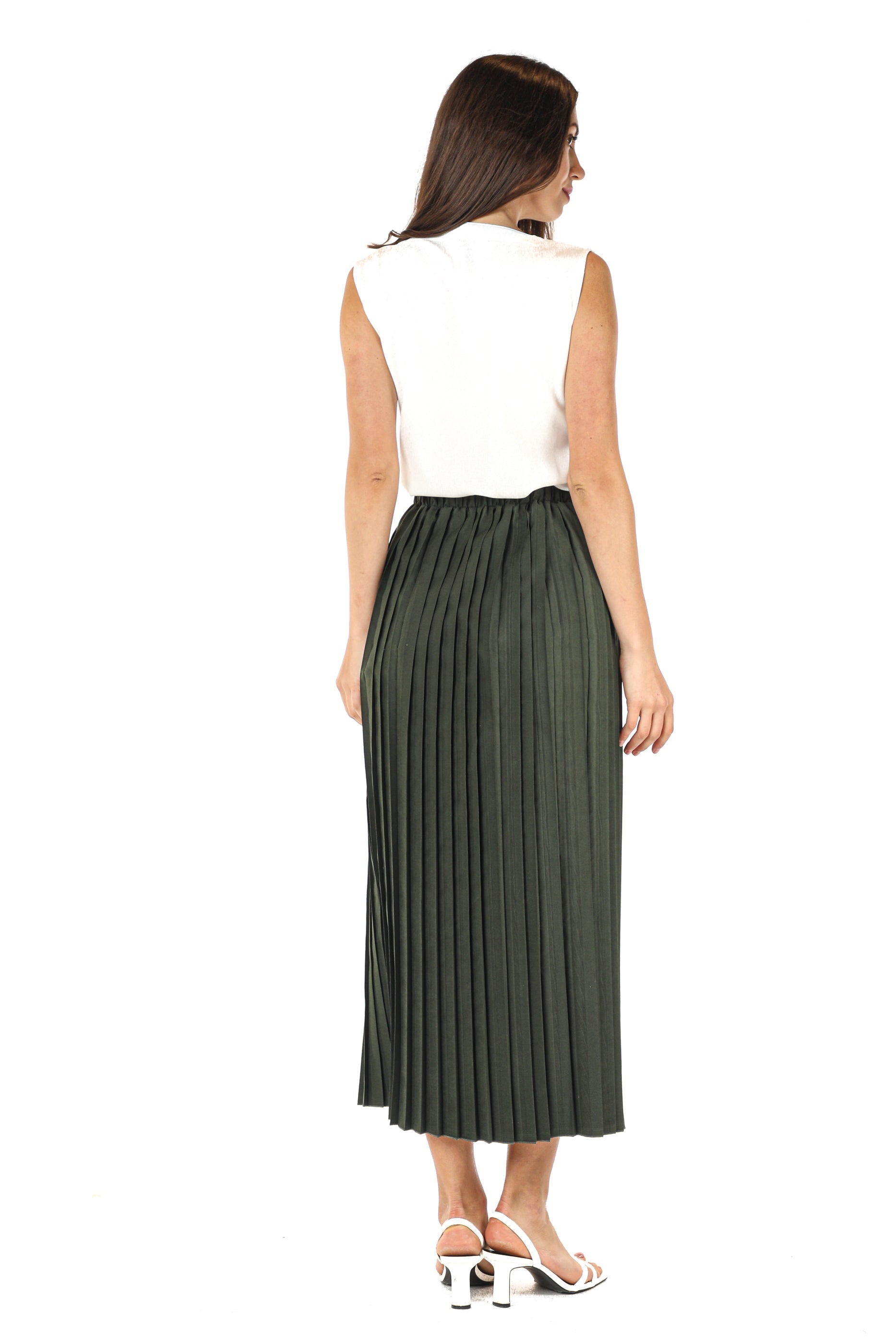 MOiSTREET Green Shamua Pleated Skirt