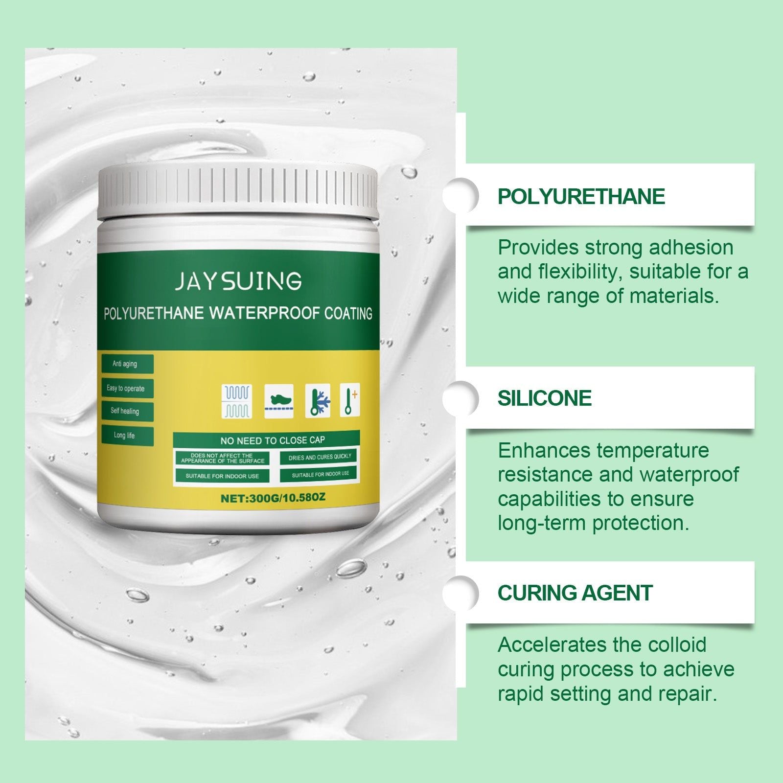 Leakproof Waterproof Glue for Home, Bathroom, Window Sills, Fast Dry, Clear, Strong Adhesion ,300g