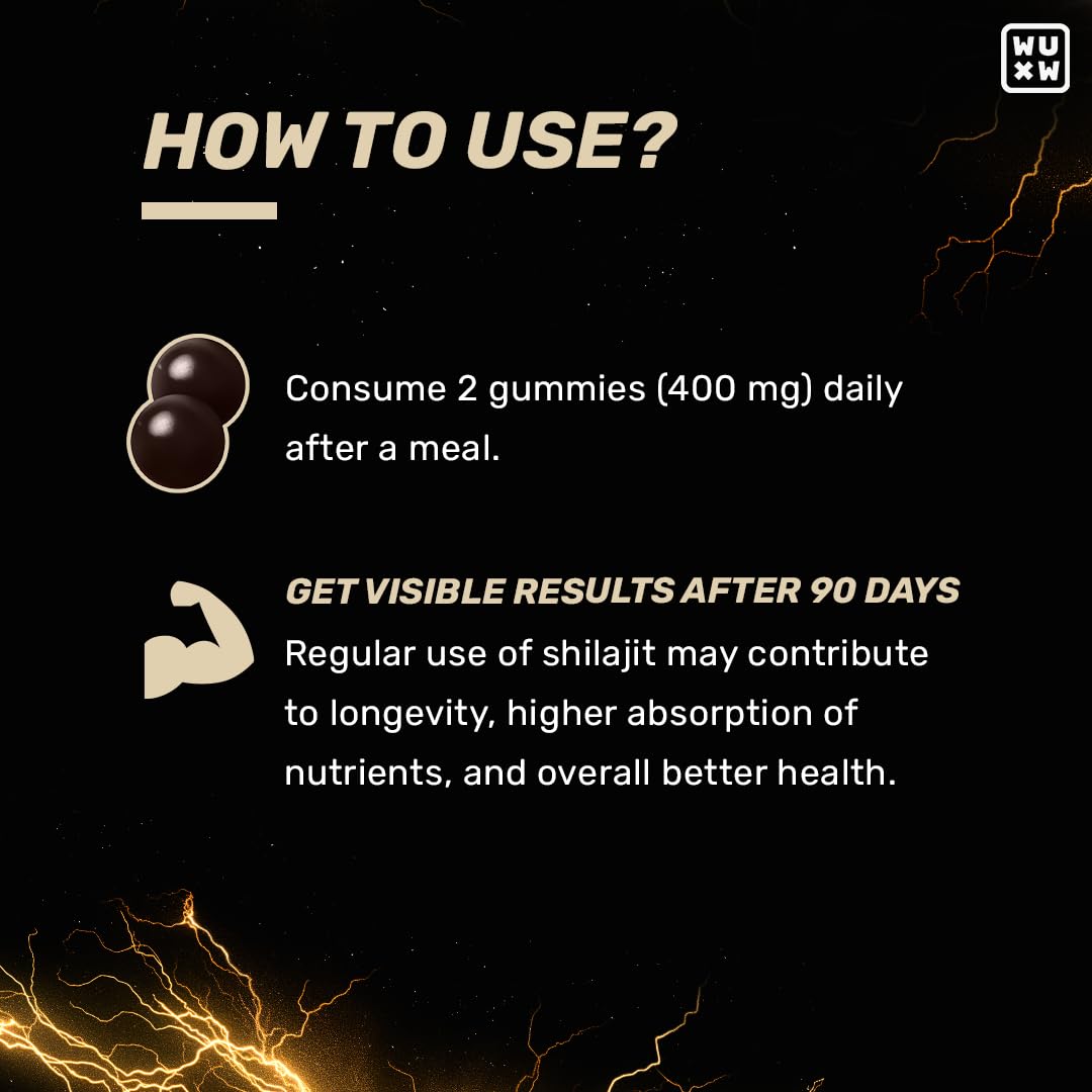 What’s Up Wellness ShilajIt Resin Gummies | 200 Mg Resin with 24 Carat Gold Dust | Imili Flavour 30