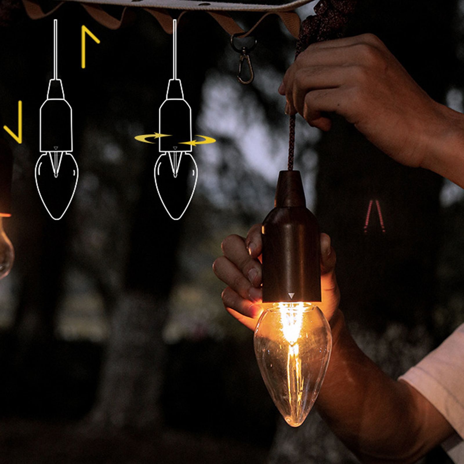 Pull Camping Lamp Waterproof Hanging Atmosphere Light For Patio Garden Tent