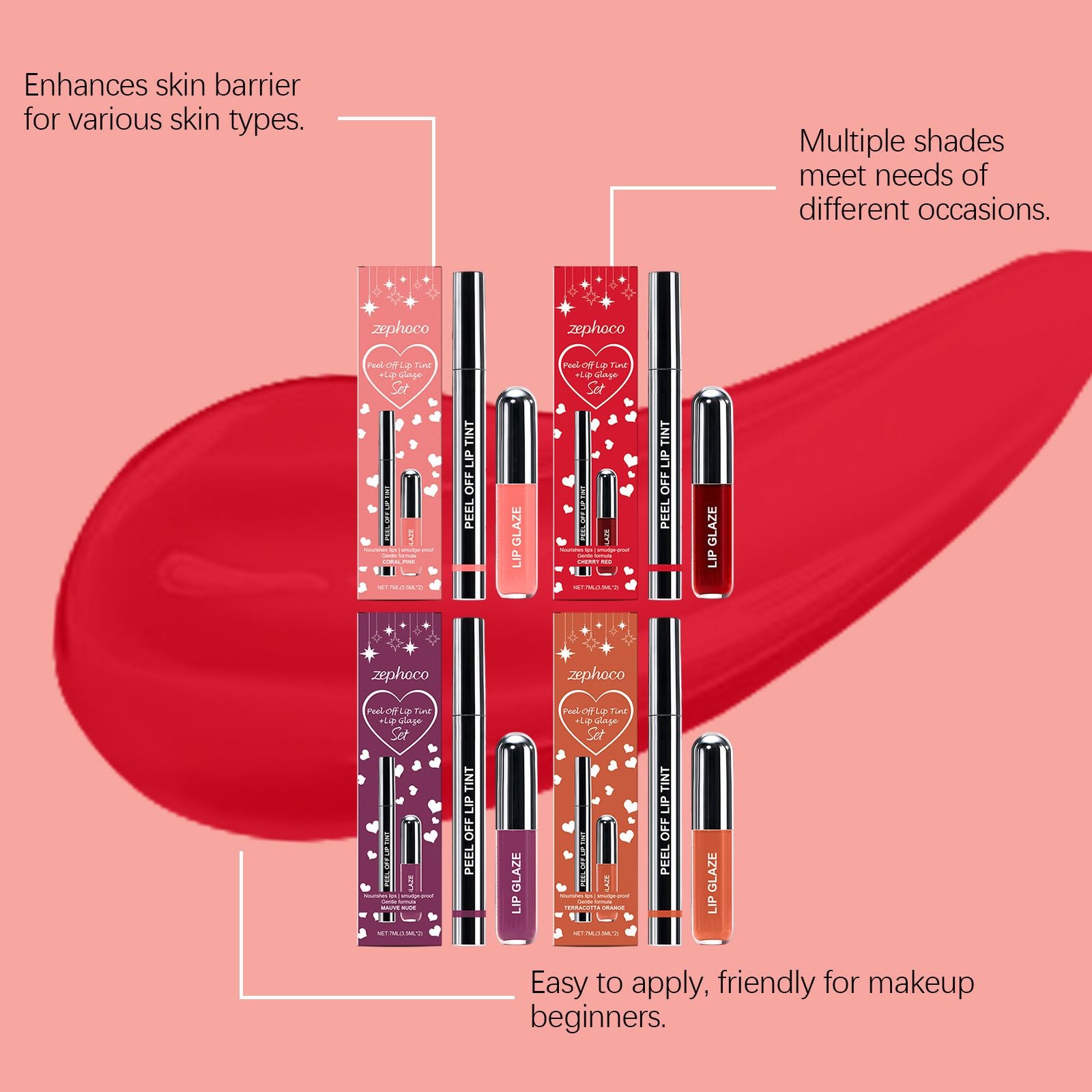 3.5ml+3.5ml Lip Liner and Lip Gloss Set with Long Lasting Color