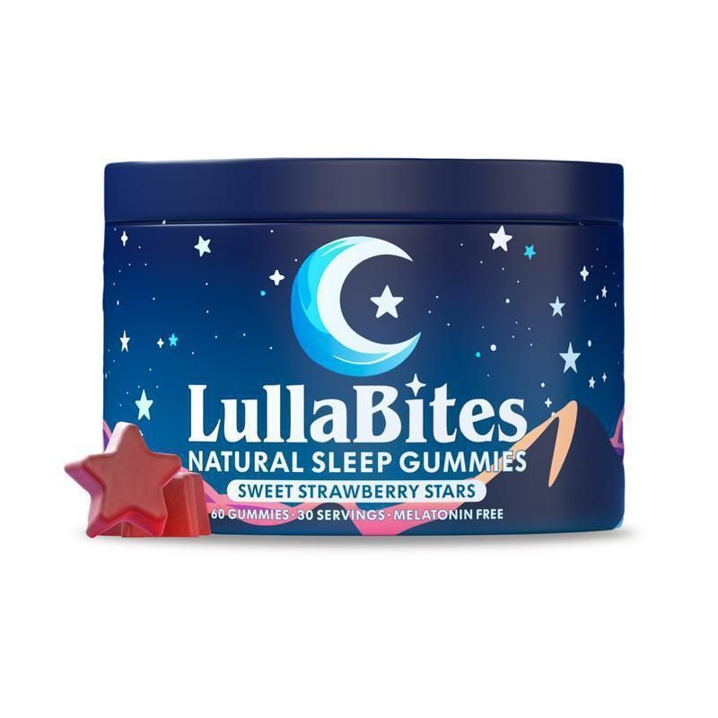 LullaBites Natural Sleep Gummies - Strawberry Flavor, 60 Count, Melatonin-Free Sleep Support