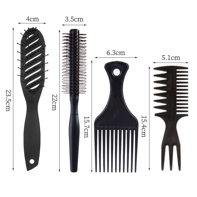 4Pcs Men's Retro Barber Comb Set Wide Tooth Styling Combs