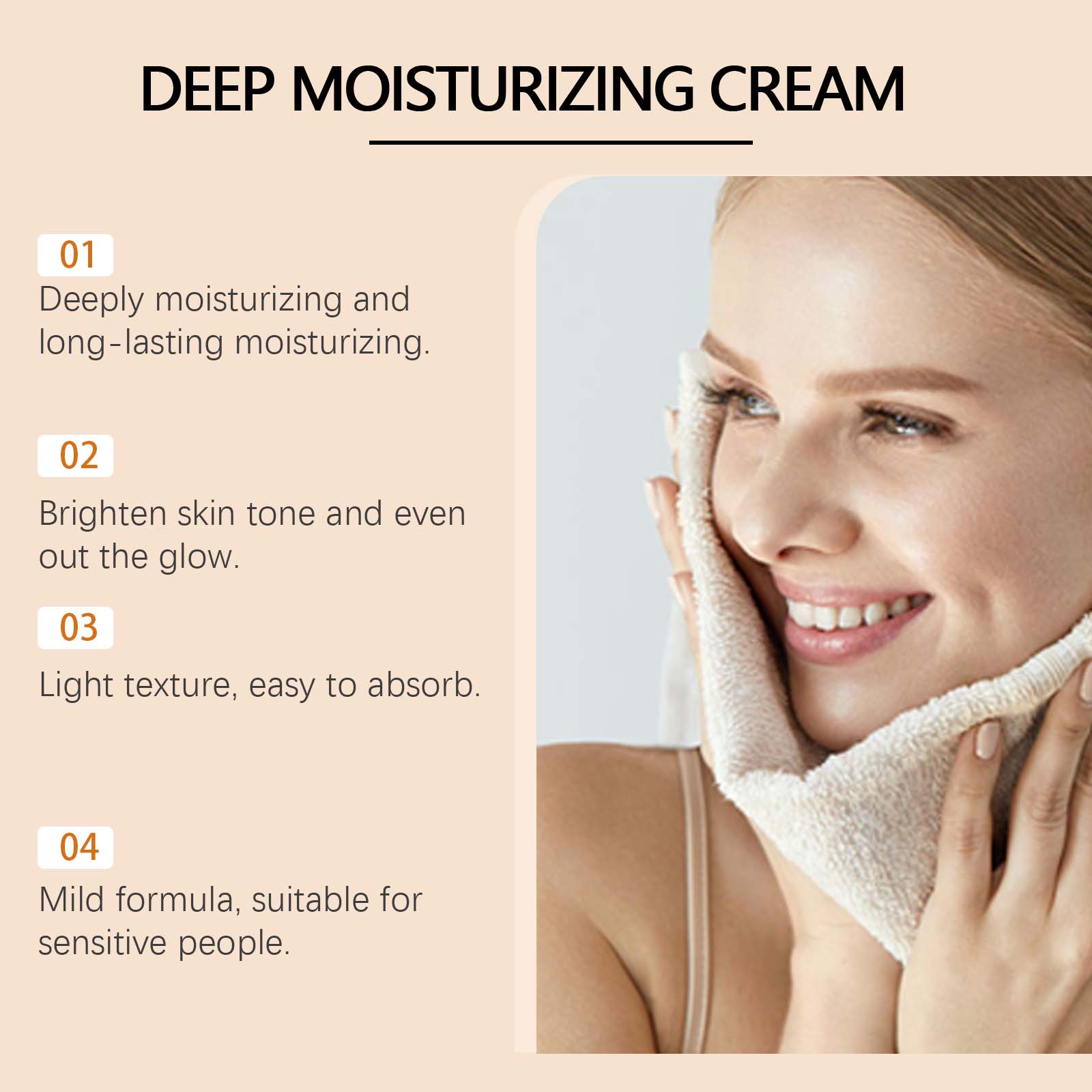 Hydrating Moisturizing Cream, Brightening, Radiant, Gentle for Sensitive Skin ,50g