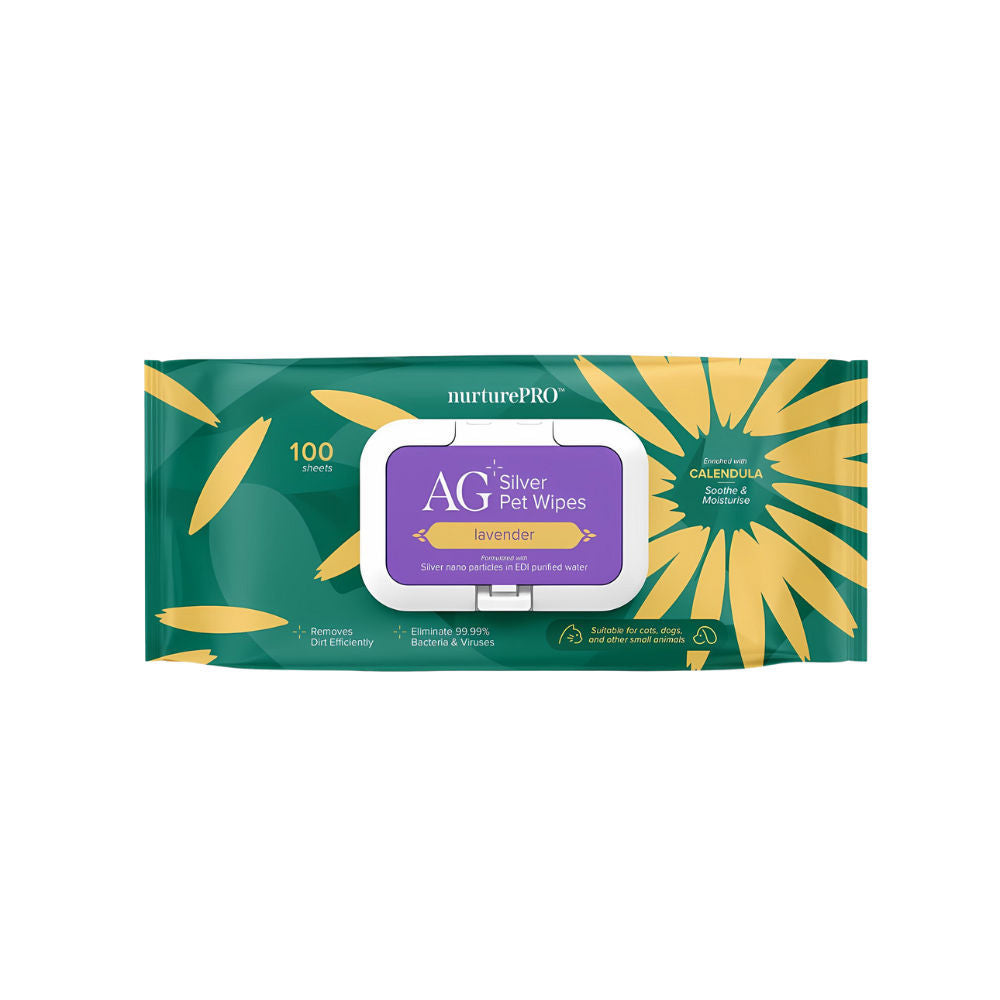 NurturePro AG+ Silver Pet Wet Wipes Lavender - 100 Sheets (Sale)