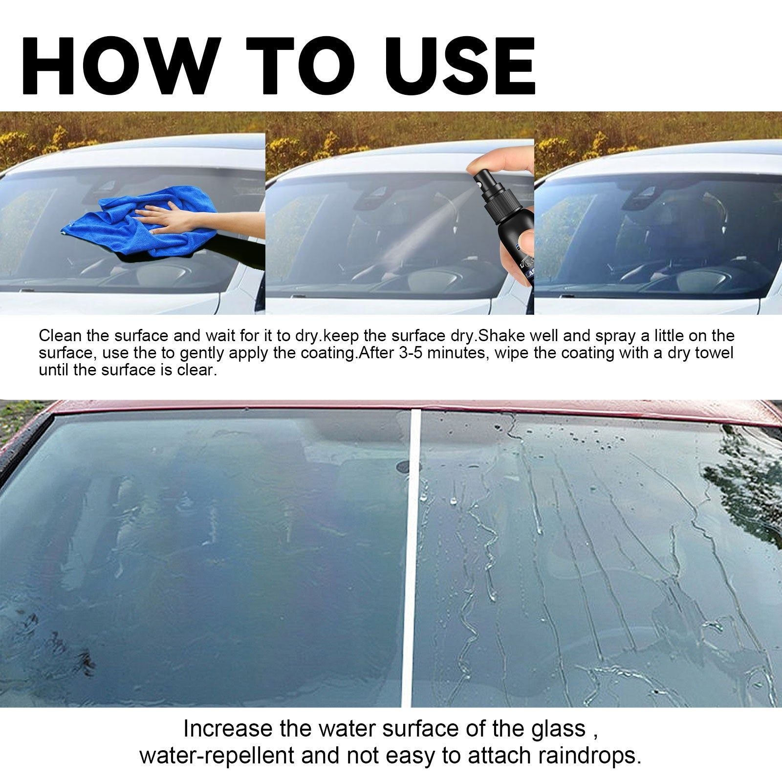 Boost Visibility with Car Windshield Repellent, Water-Repelling, Anti-Fog, Long-Lasting ,30ml