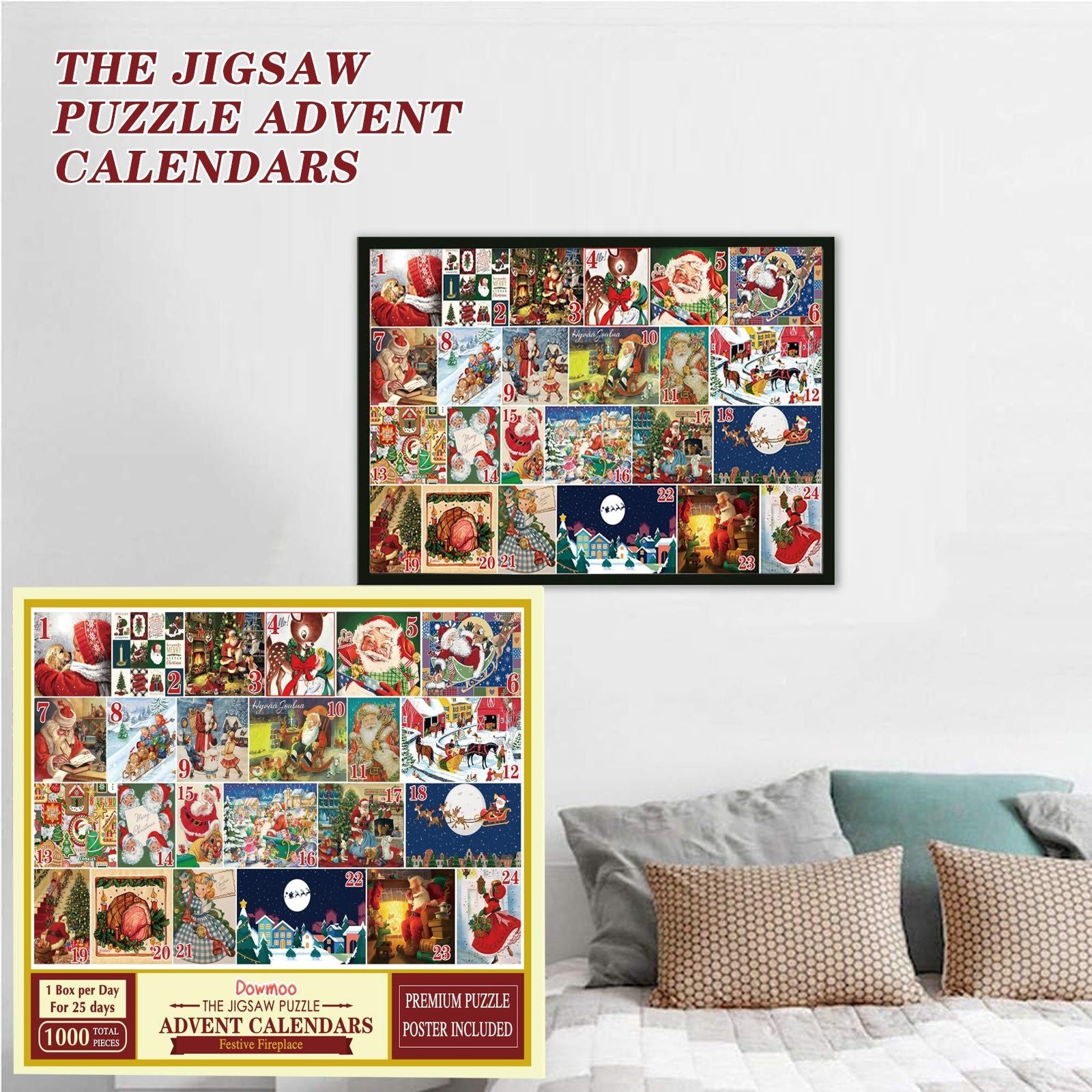 Christmas Puzzle Advent Calendar, 24-Day Jigsaw Gift, Stress Relief, Cognitive Fun ,24 frames