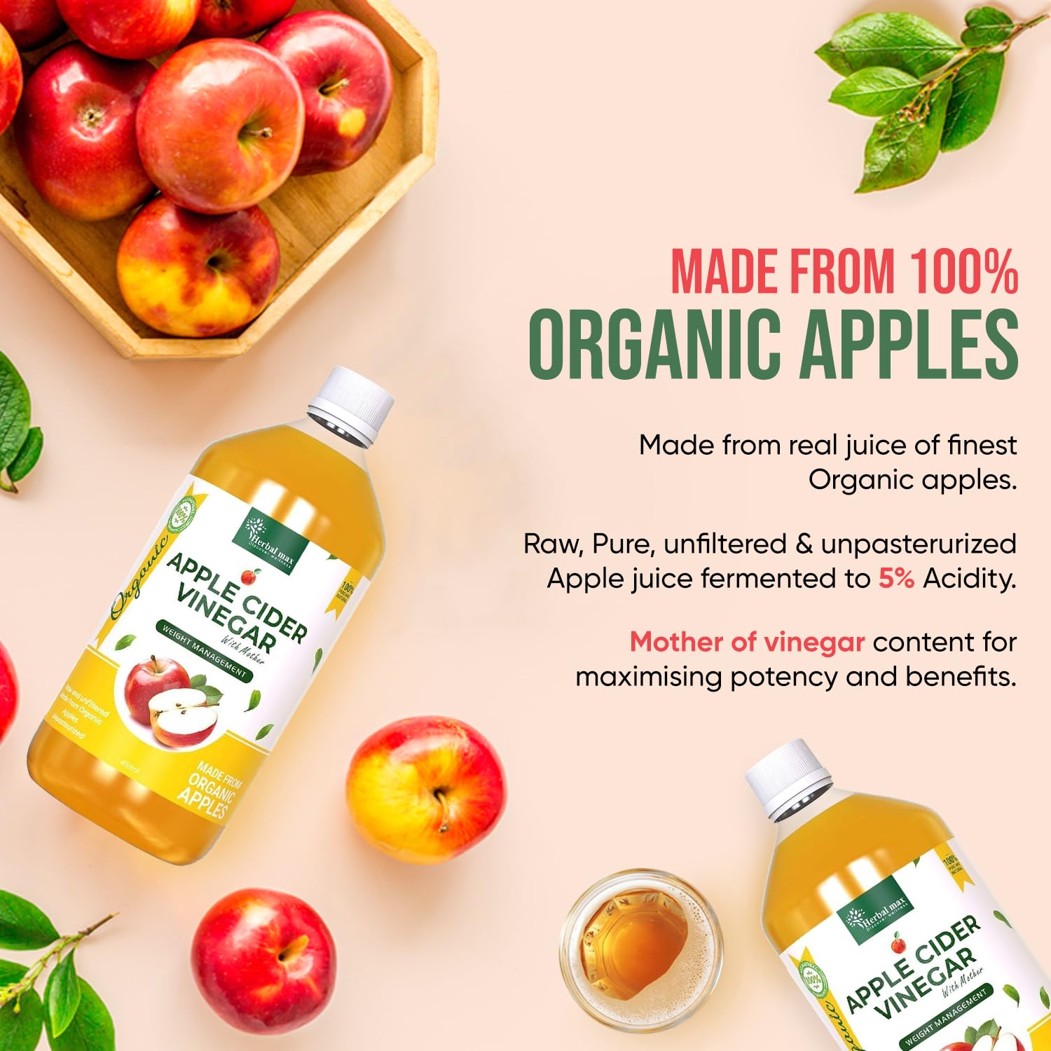 Herbal max Unfiltered Apple Cider Vinegar With The Mother450mL