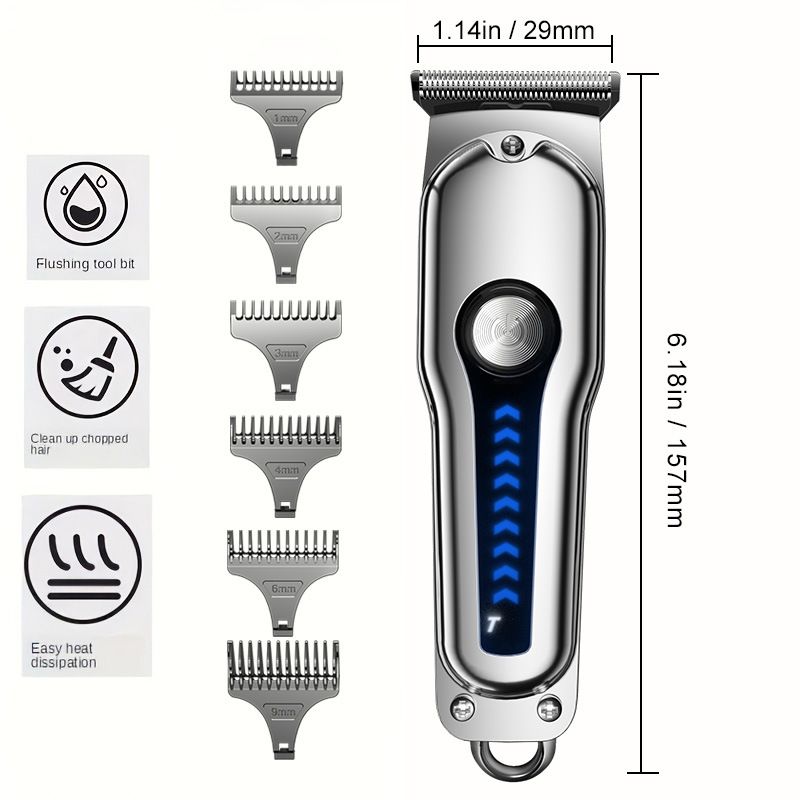 Hair Clipper with 6 Guide Combs