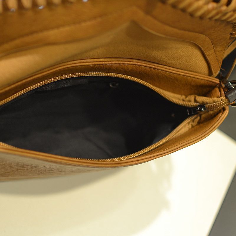 Women Vintage Fringe Crossbody Bag PU Leather Hobo Bag Shoulder Bag