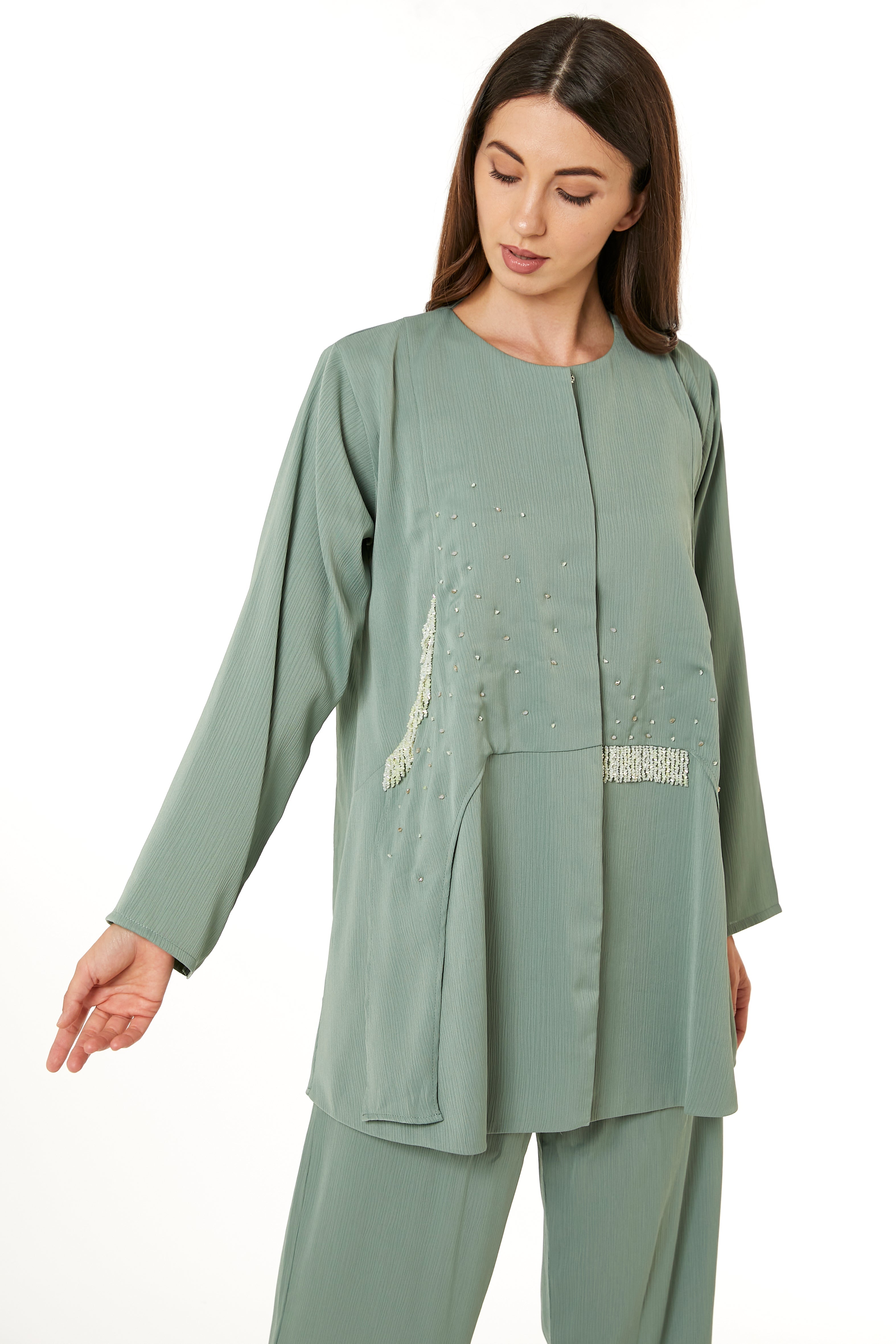 MOiSTREET Light Green Zoom Top and Pants Set