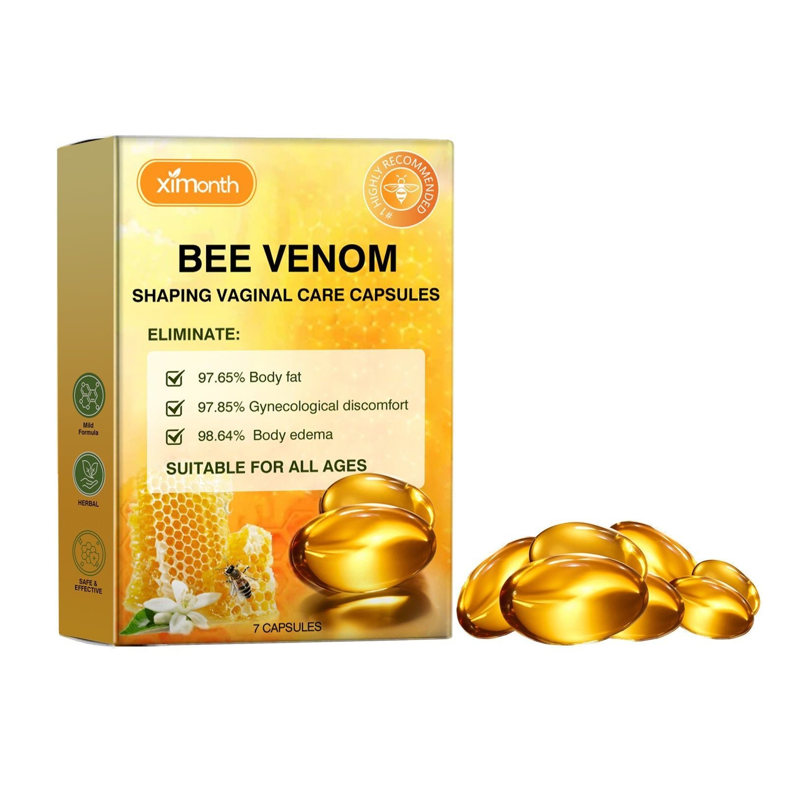 Bee Venom Slimming Capsules for Women, Fast Shaping, Moisturizing, and Firming ,7 capsules