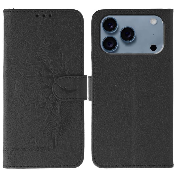 For iPhone 18 Pro Max / iPhone 17 Pro Max Feather Pattern Litchi Texture Leather Phone Case