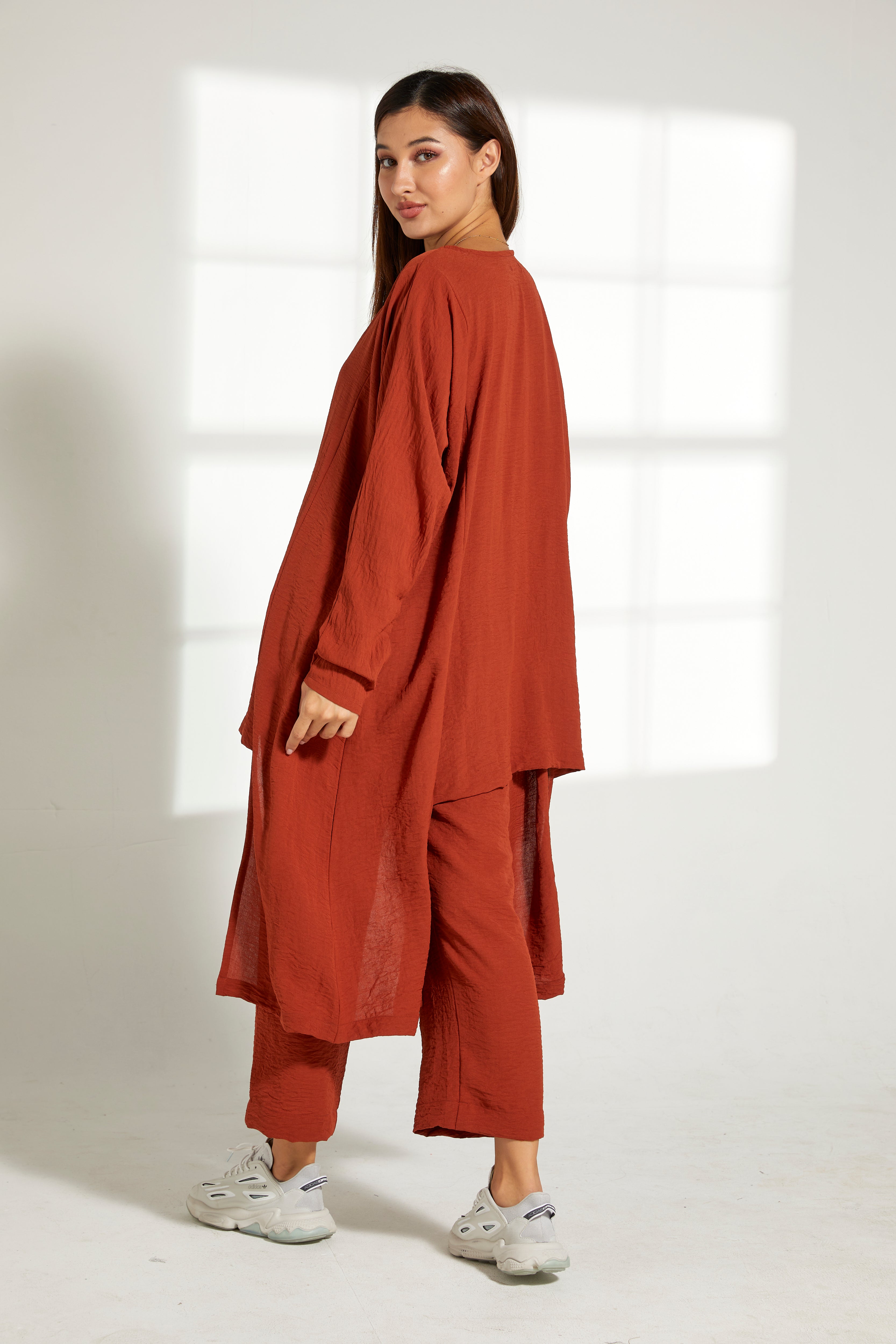 MOiSTREET Orange CEY Fabric Top and Pants Set