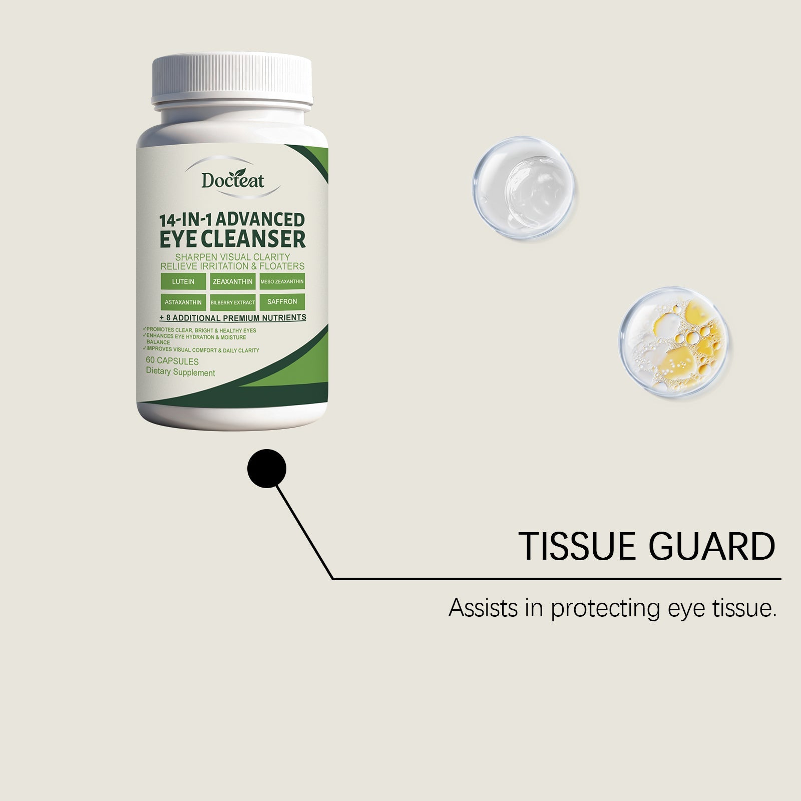 Eye Care Supplement Capsules, Relieve Dryness, Improve Vision, Eye Fatigue Relief ,60 capsules