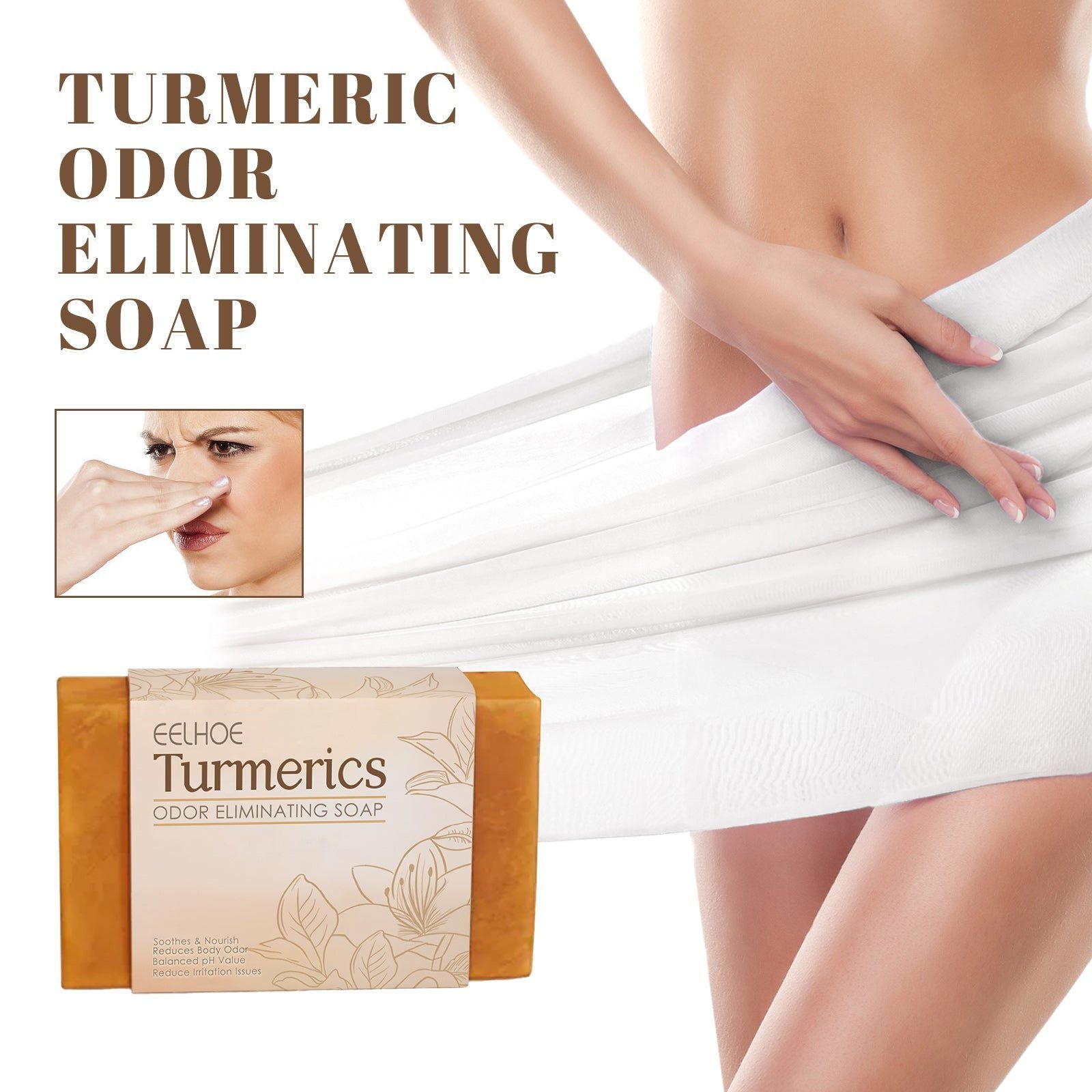 Curcuma Soap for Brightening and Moisturizing, Natural Body Odor Removal, Gentle Skin Care ,1pcs