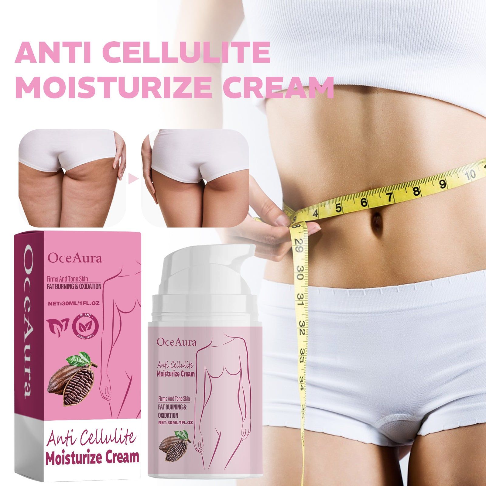 Anti Cellulite Moisturizer, Firming Skin, Tighten Thighs, Belly, Shaping Curve ,30g