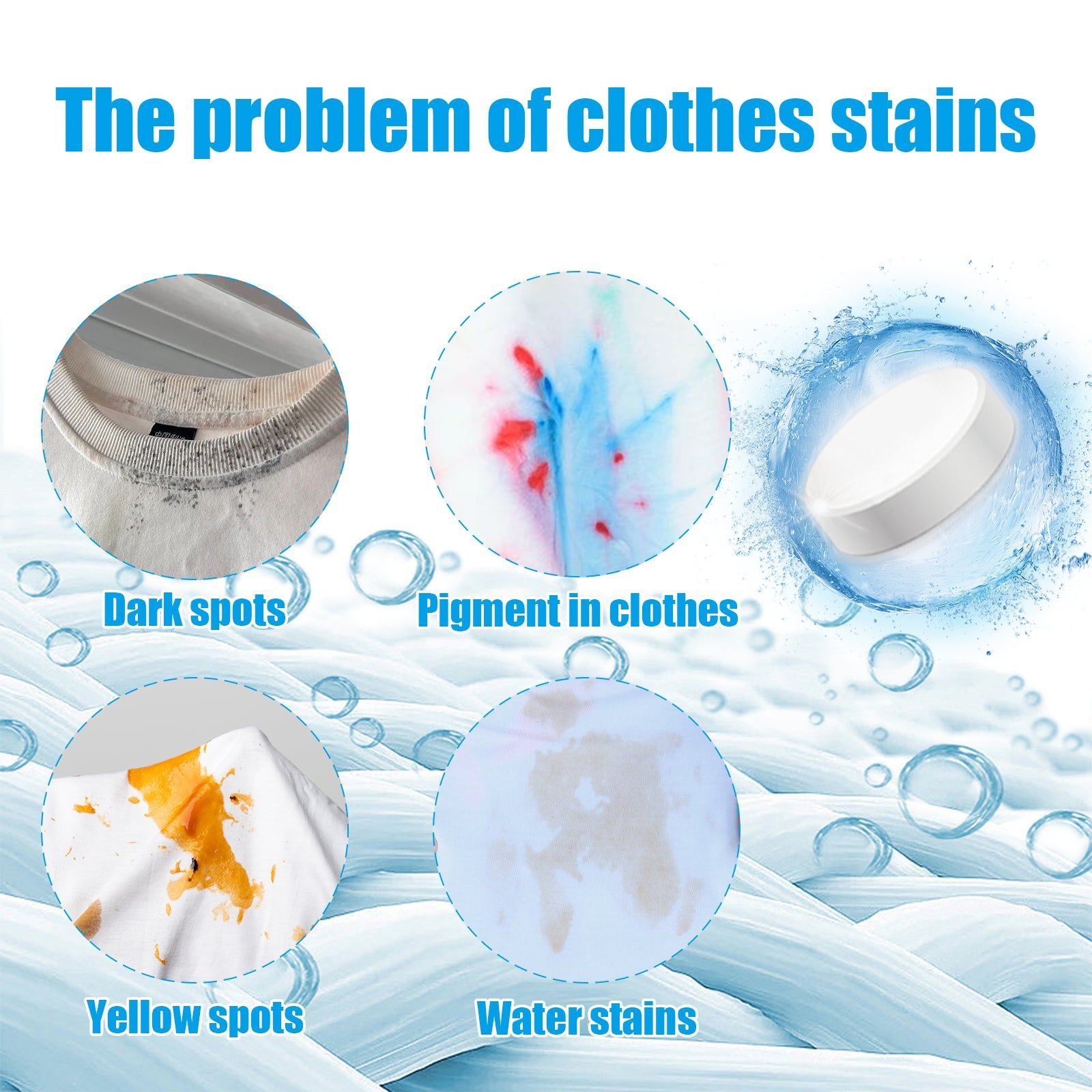 Clothes Cleaning Tablets, Deep Stain & Oil Removal, Fresh Fragrance ,5g