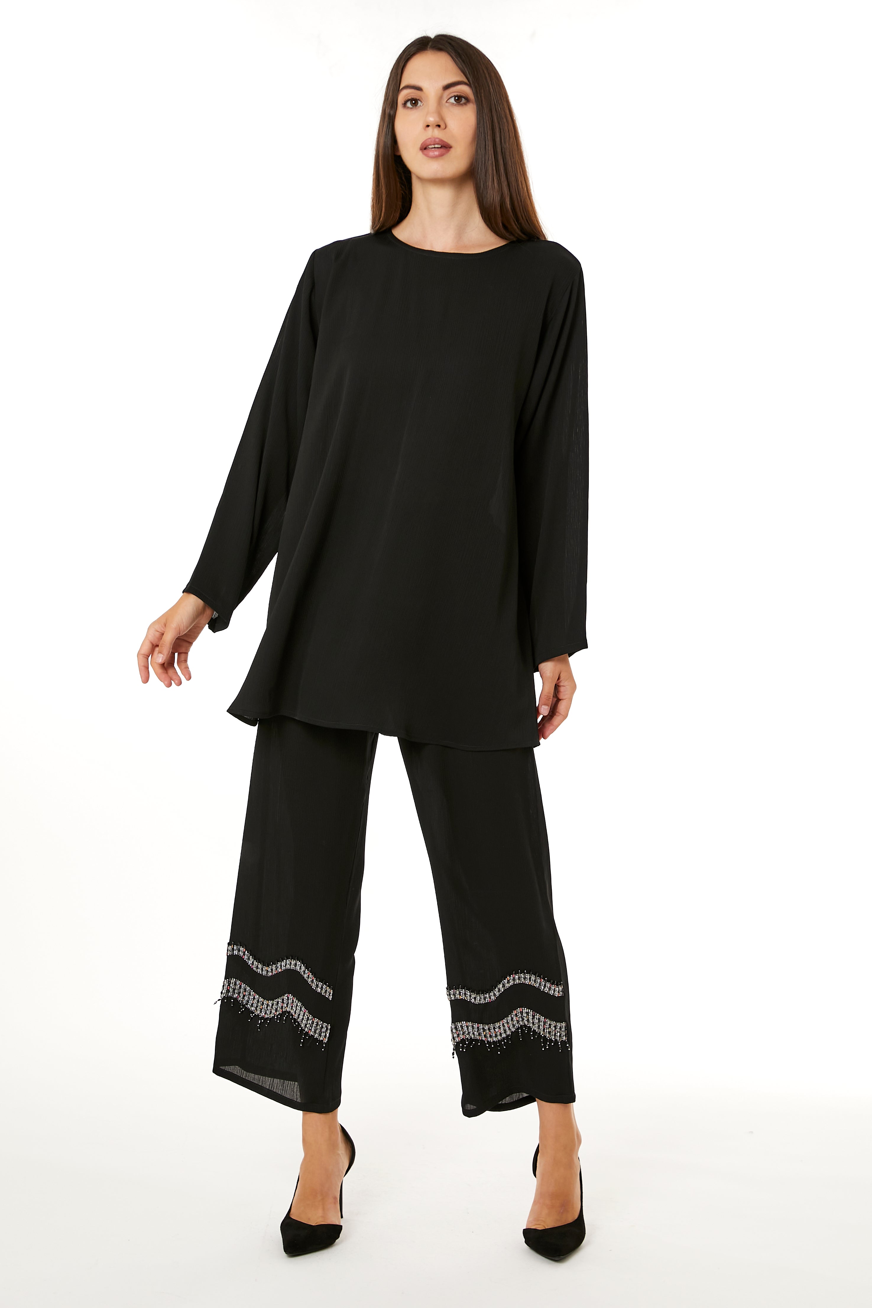 Black Zoom Top and Pants Set