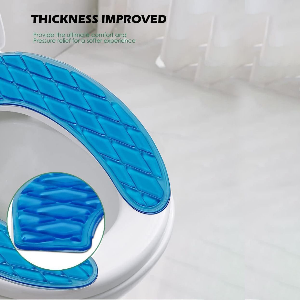 Washable Gel Toilet Seat Cover: Padded Riser Pad for Toilets and Toilet Chairs, Provides Maximum Pain Relief