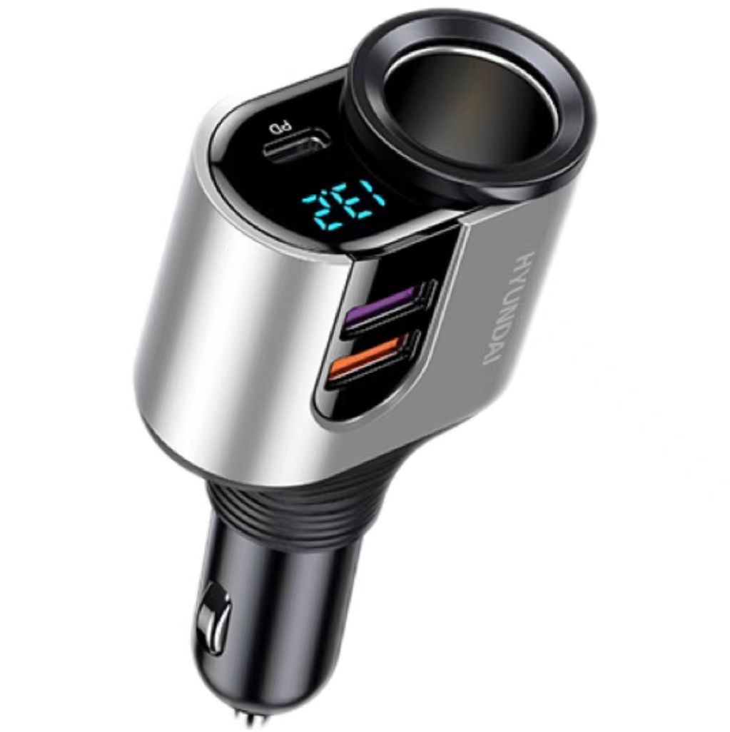 4 In 1 Car Charger Car Cigarette Splitter Fast Charger With LED Voltage Display