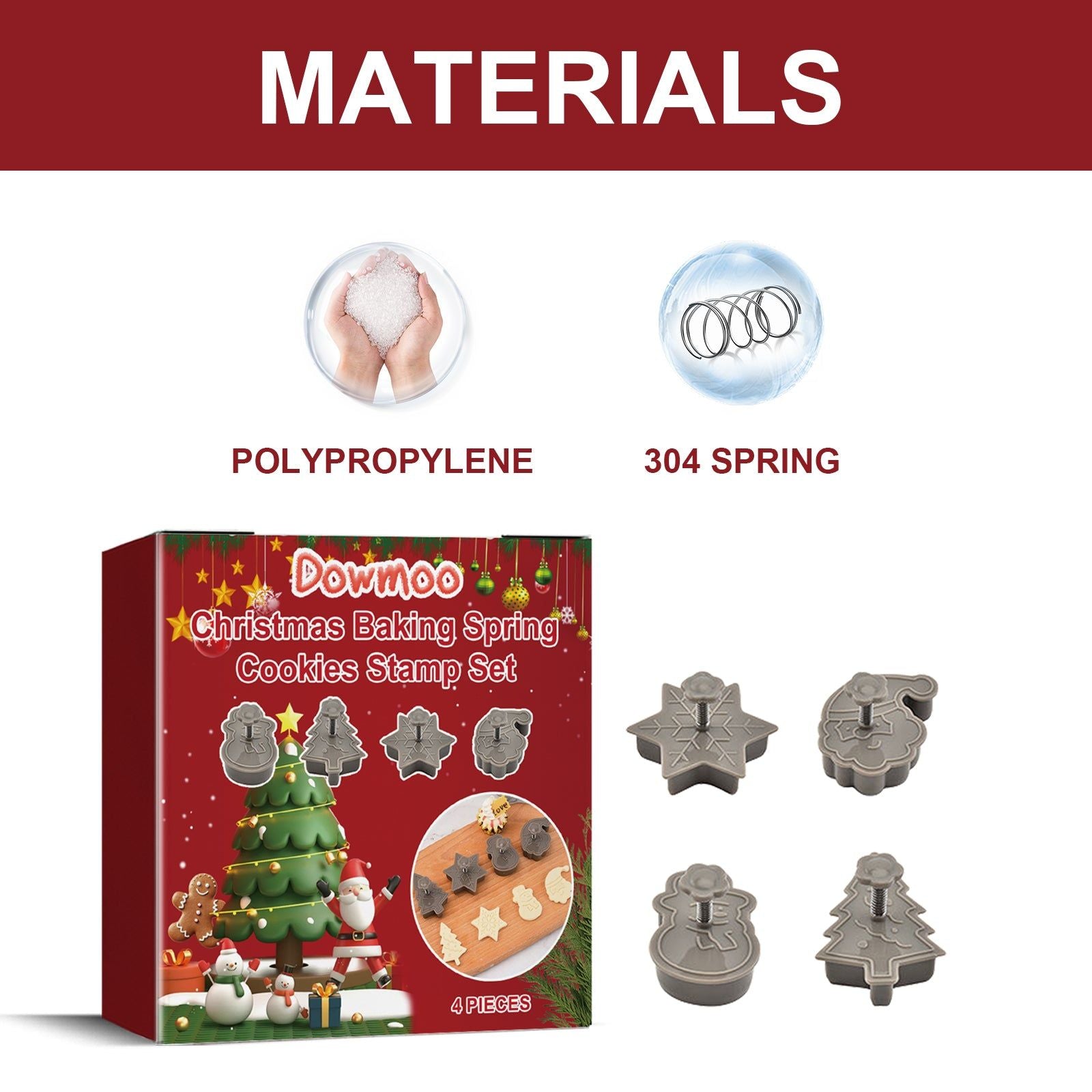 Christmas Biscuit Grinder, Spring Cookie Cutter, Festive Baking Tool, DIY Cookie Mold ,4pcs
