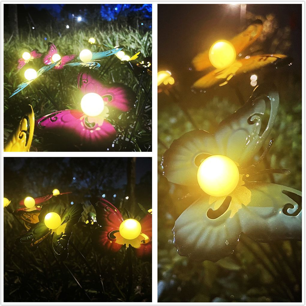 2pcs Solar Garden Light Outdoor Butterfly Lawn Lamp Waterproof Decorative Lamp