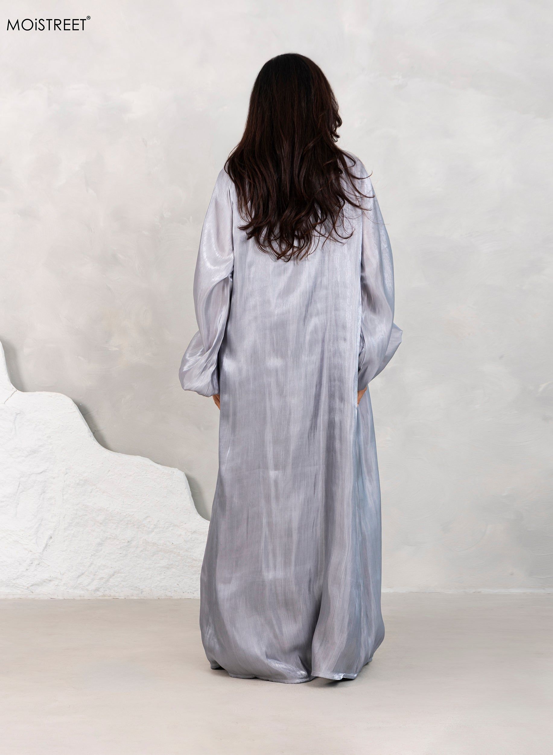 MOiSTREET Organza Rotana Shimmer abaya Set