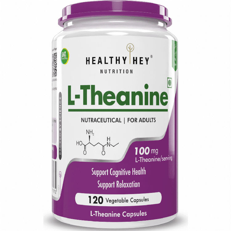 HealthyHey Nutrition LTheanine 100 mg support relaxation 120 veg capsules