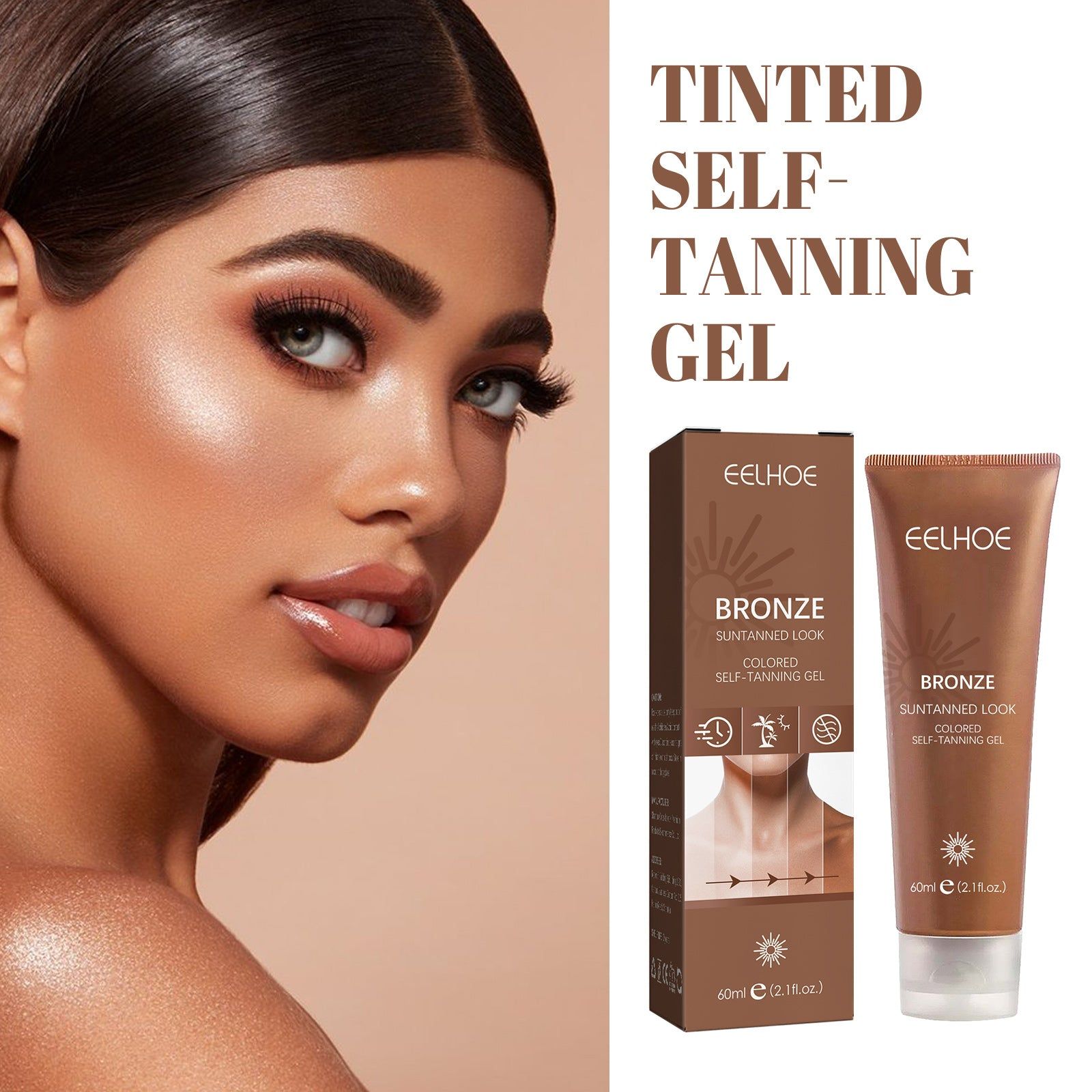 Black Tan Lotion, Help Black, Adjust Skin Tone, Summer Beach, Moisturizing, Natural Sunless Tan ,60ml