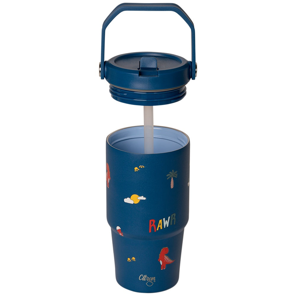Citron Insulated Tumbler with Handle 600ml – Blue Dino