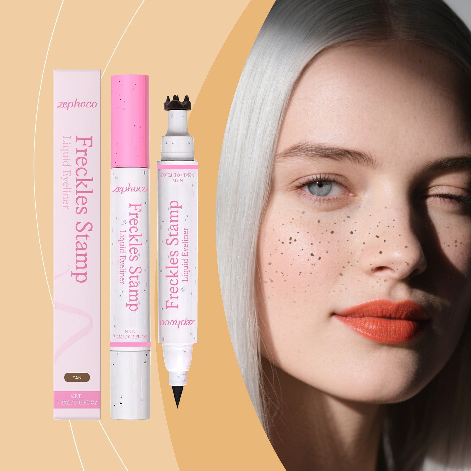 Waterproof 2-in-1 Eyeliner and Freckle Pen, Natural Look, Long-lasting, Beauty Products ,3.2ml