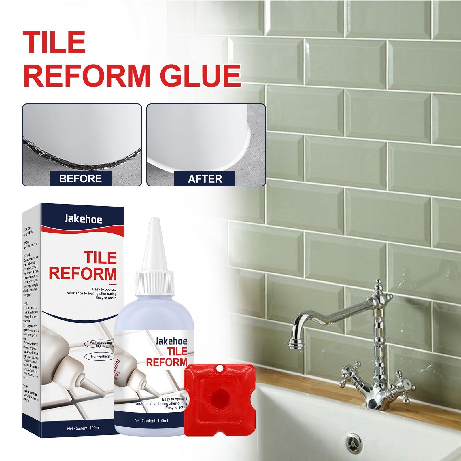 Premium Tile Repair Kit, Waterproof, Crack Filler, Mold Prevention, Easy Fix ,100ml