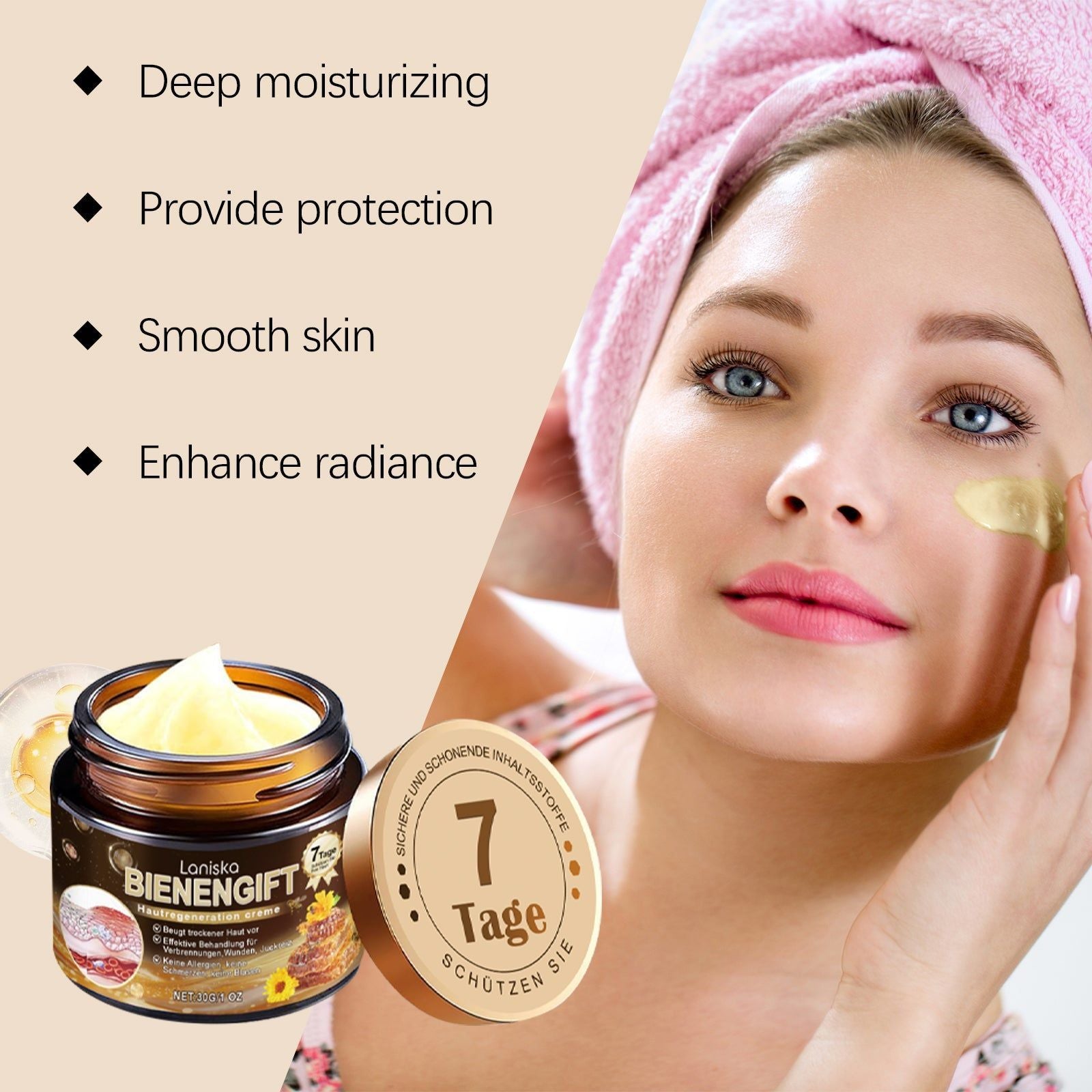 Bee Venom Moisturizing Cream, Deep Hydration, Soft Skin, Natural Nourishment ,30g