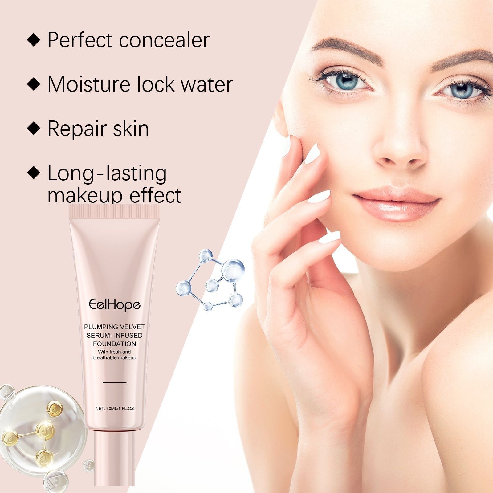 Concealer Liquid Foundation, Hydrating, Natural Finish, Long-lasting, Skin Care ,30ml