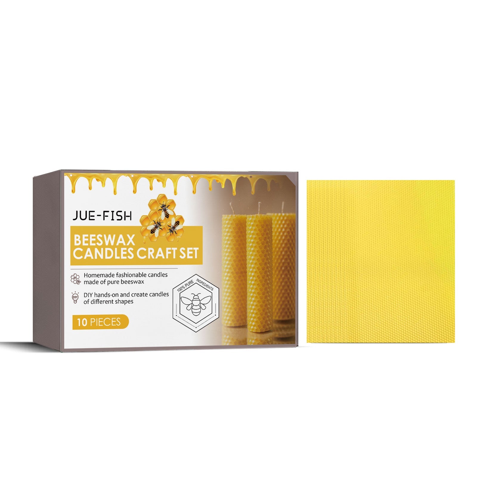 DIY Beeswax Candle Kit, Creative Handmade Craft Set for Unique Gifts ,10pieces