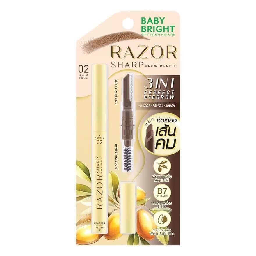 Razor Sharp Brow Pencil 0.15g Baby Bright (M) #02 Biscuit Choco