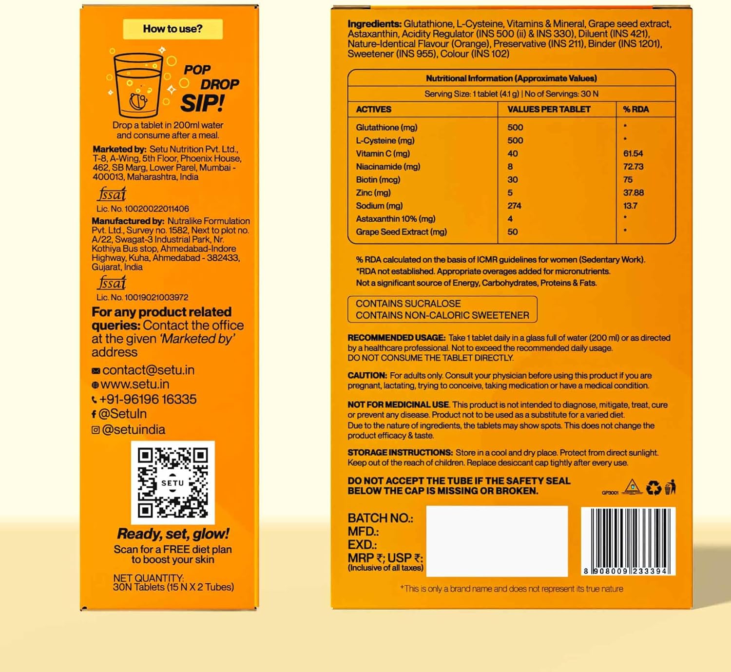 SETU Skin Renew Glutathione Tablets 30