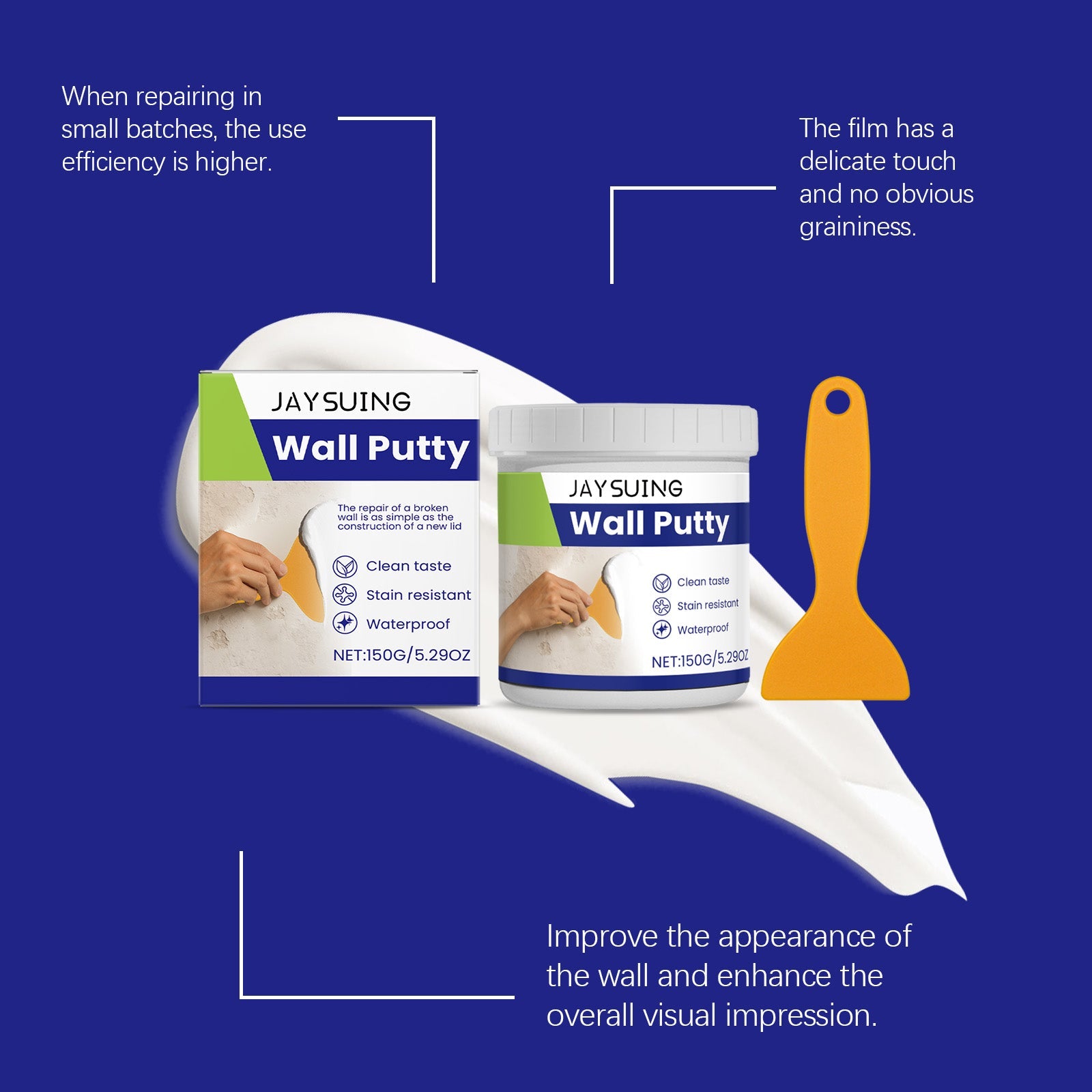 Wall Repair Paste, Easy Wall Finish for Cracks, Dents, and Renovation ,1 set