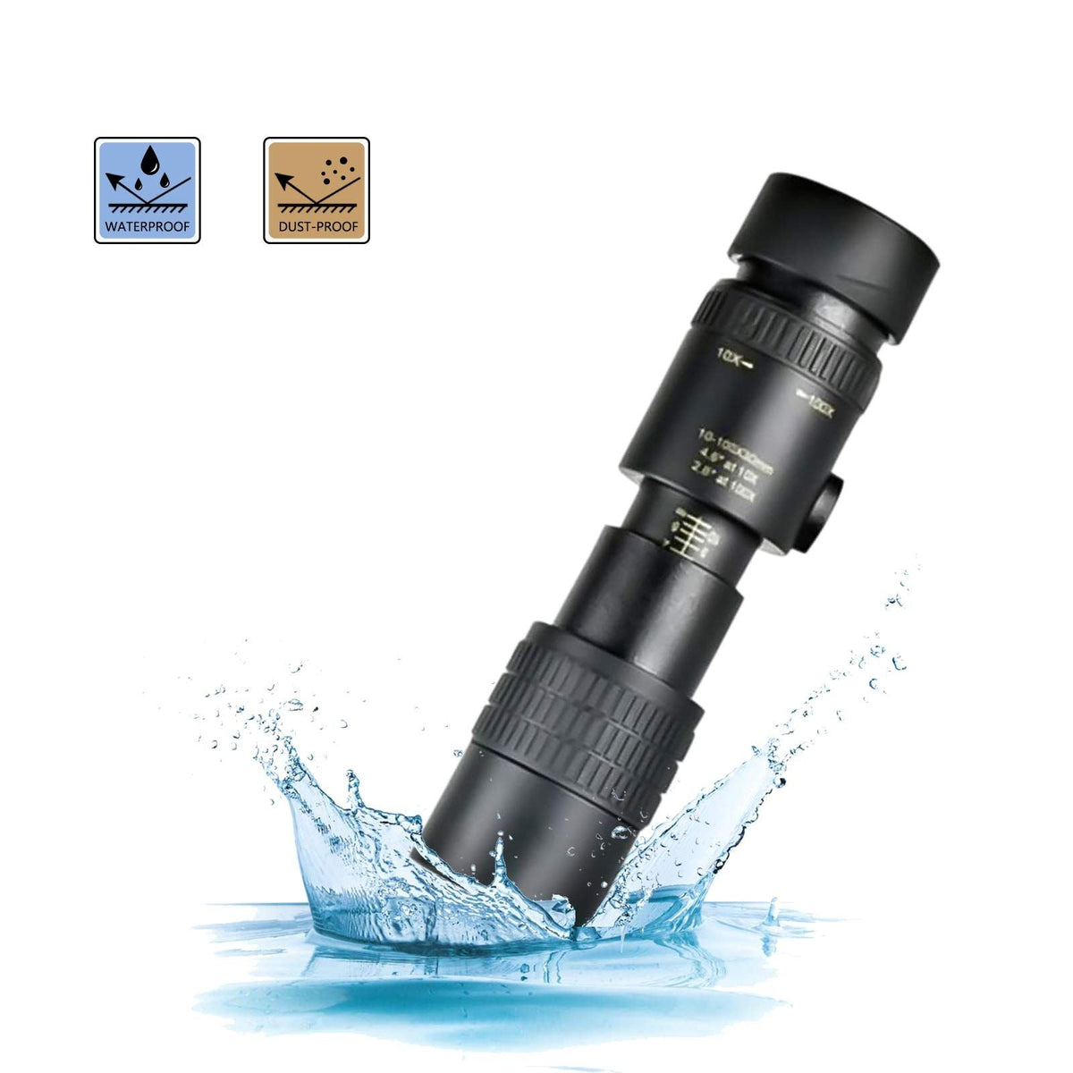 Monocular Telescope 4K 10-300x40mm HD Optical Zoom Waterproof Scope