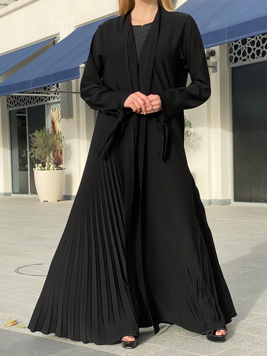 MOiSTREET Nida Black Abaya Set with Under Dress & Sheila