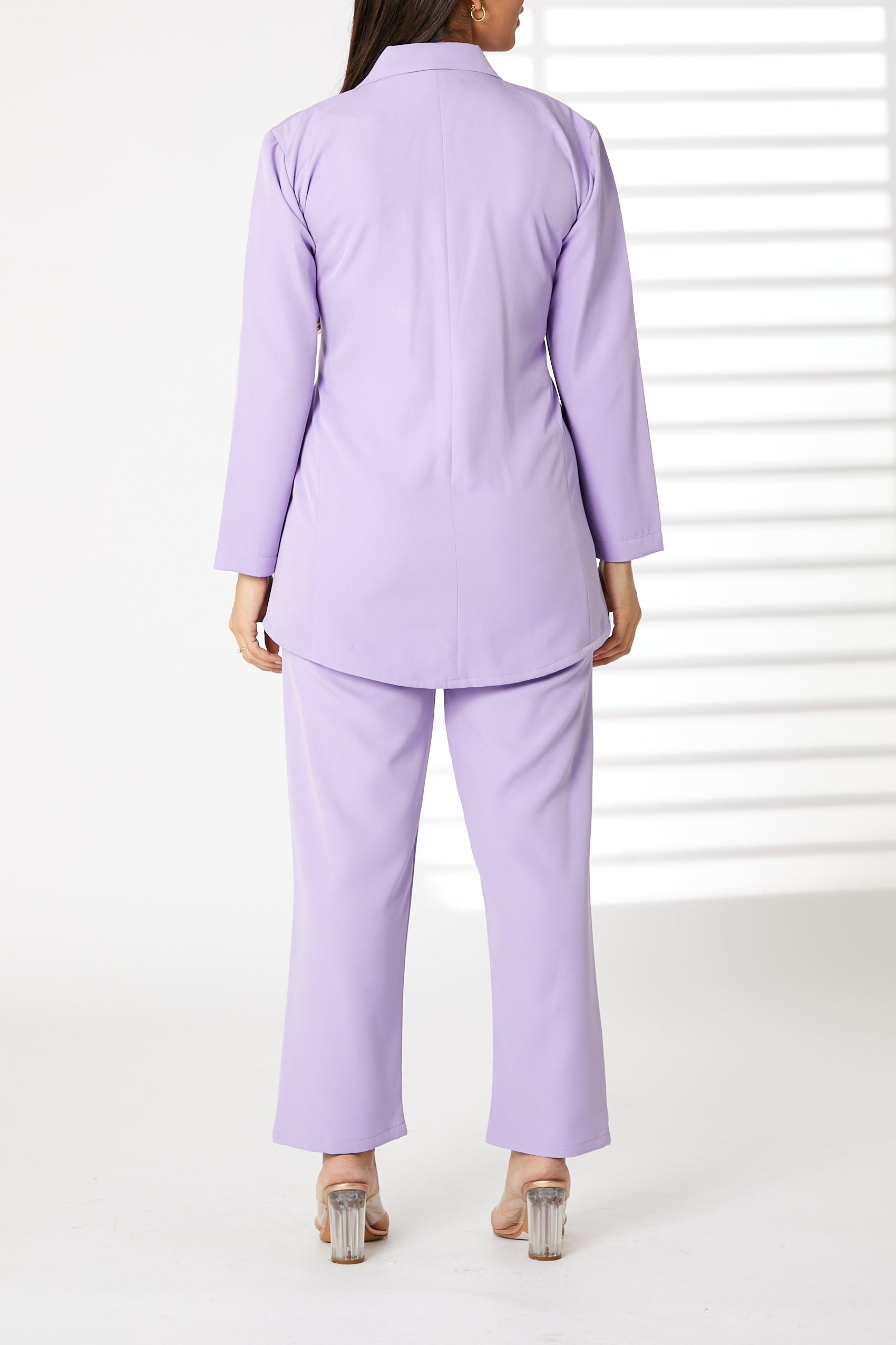 MOiSTREET Lavender Barbie Crepe Fabric Blazer and Pants Set