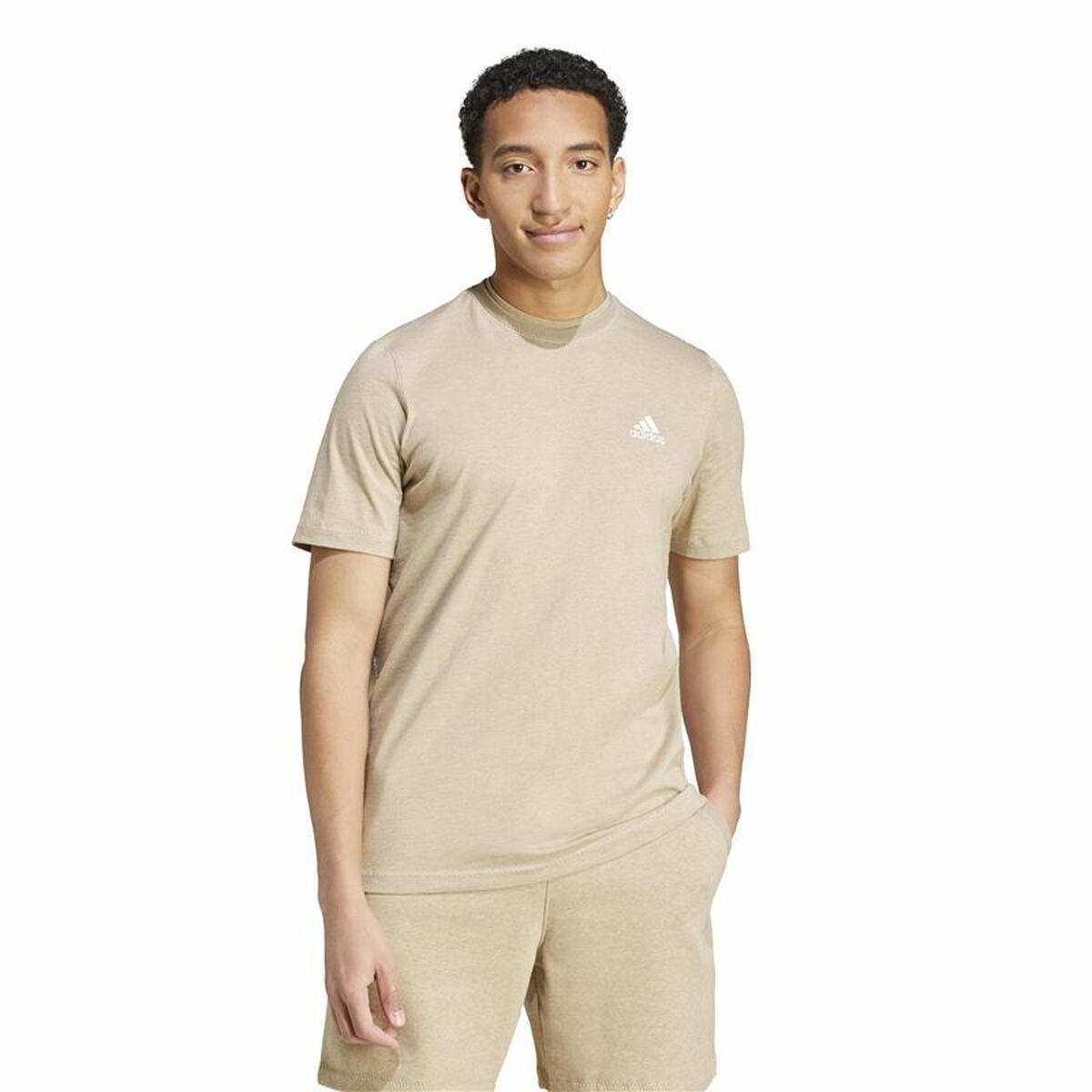 Men’s Short Sleeve T-Shirt Adidas Seasonal Essentials Melange Beige