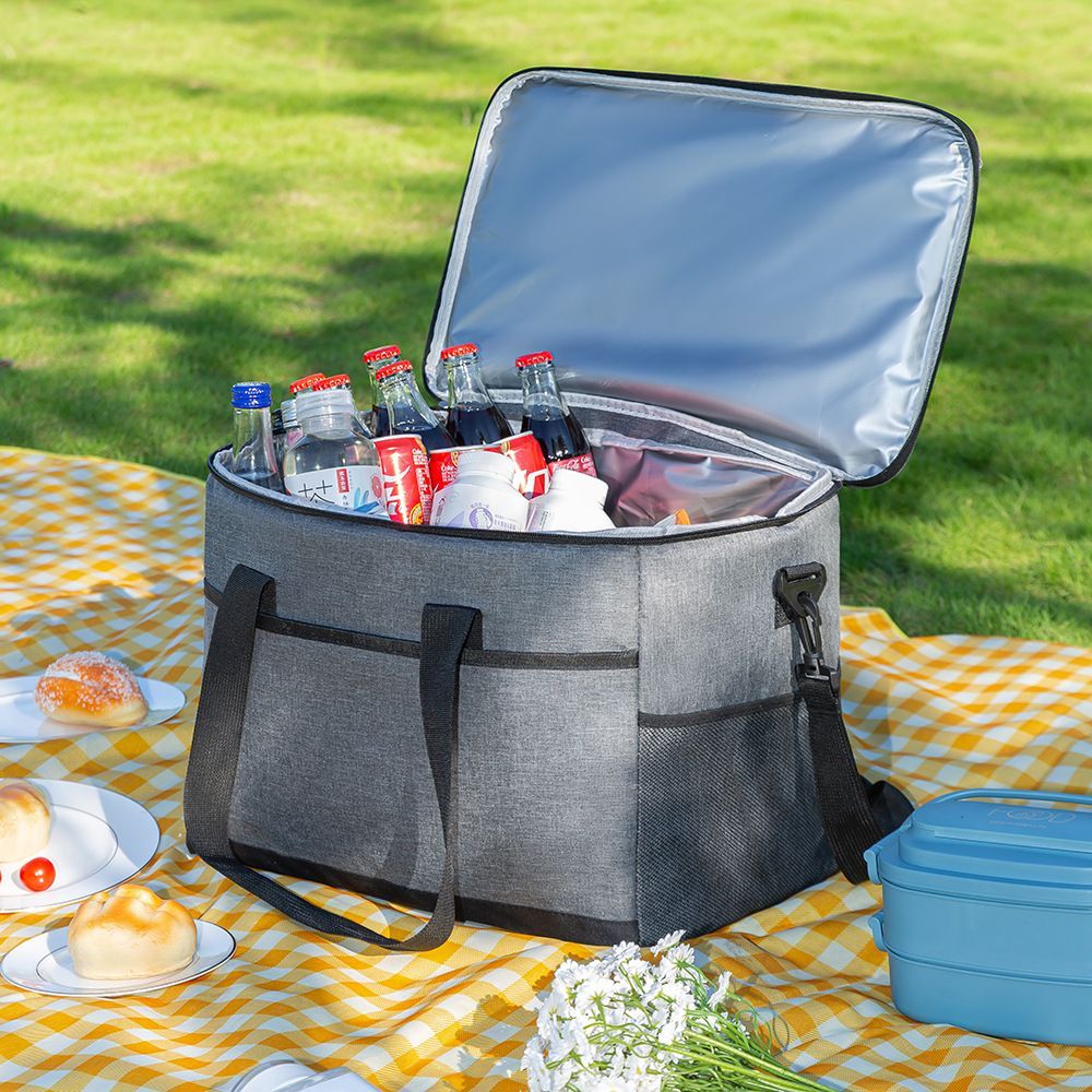 35L Insulated Cooler Bag Large Capacity Waterproof Thermal Food Storage Tote for Camping and Travel