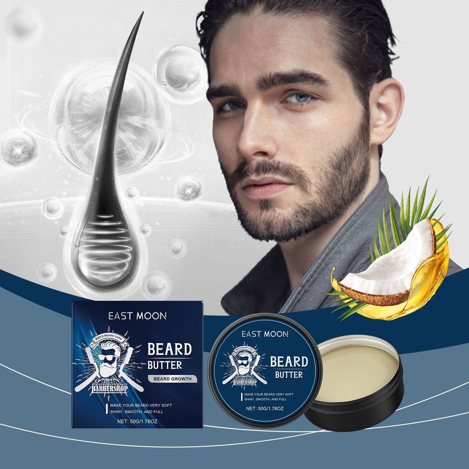 Revitalize Your Beard with Sandalwood Oil, Hydrating Beard Care for Soft, Frizz-Free Beards ,50g