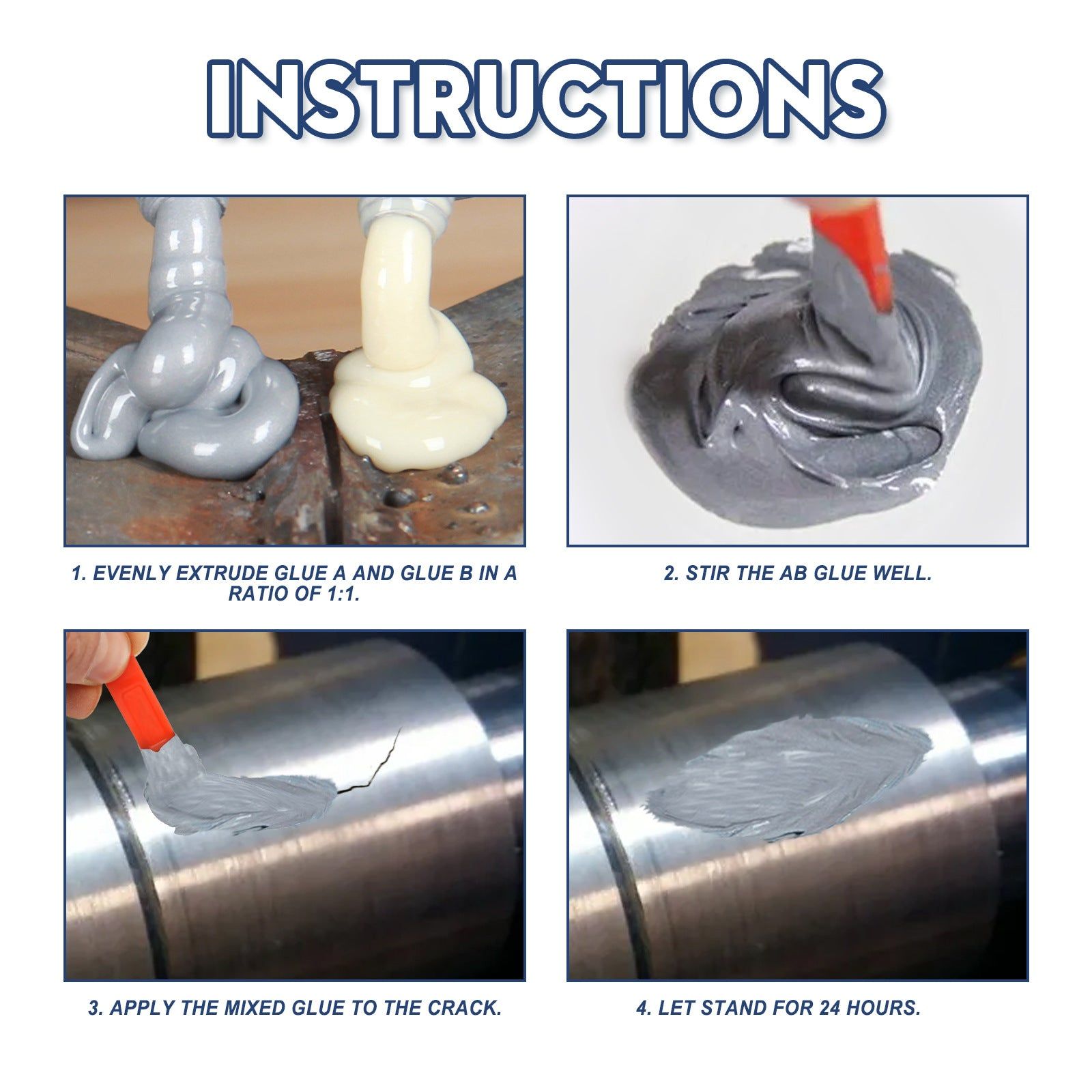 Casting Glue, Strong Adhesion, Quick-Dry Metal Repair, Waterproof, High Temp Resistant ,1set