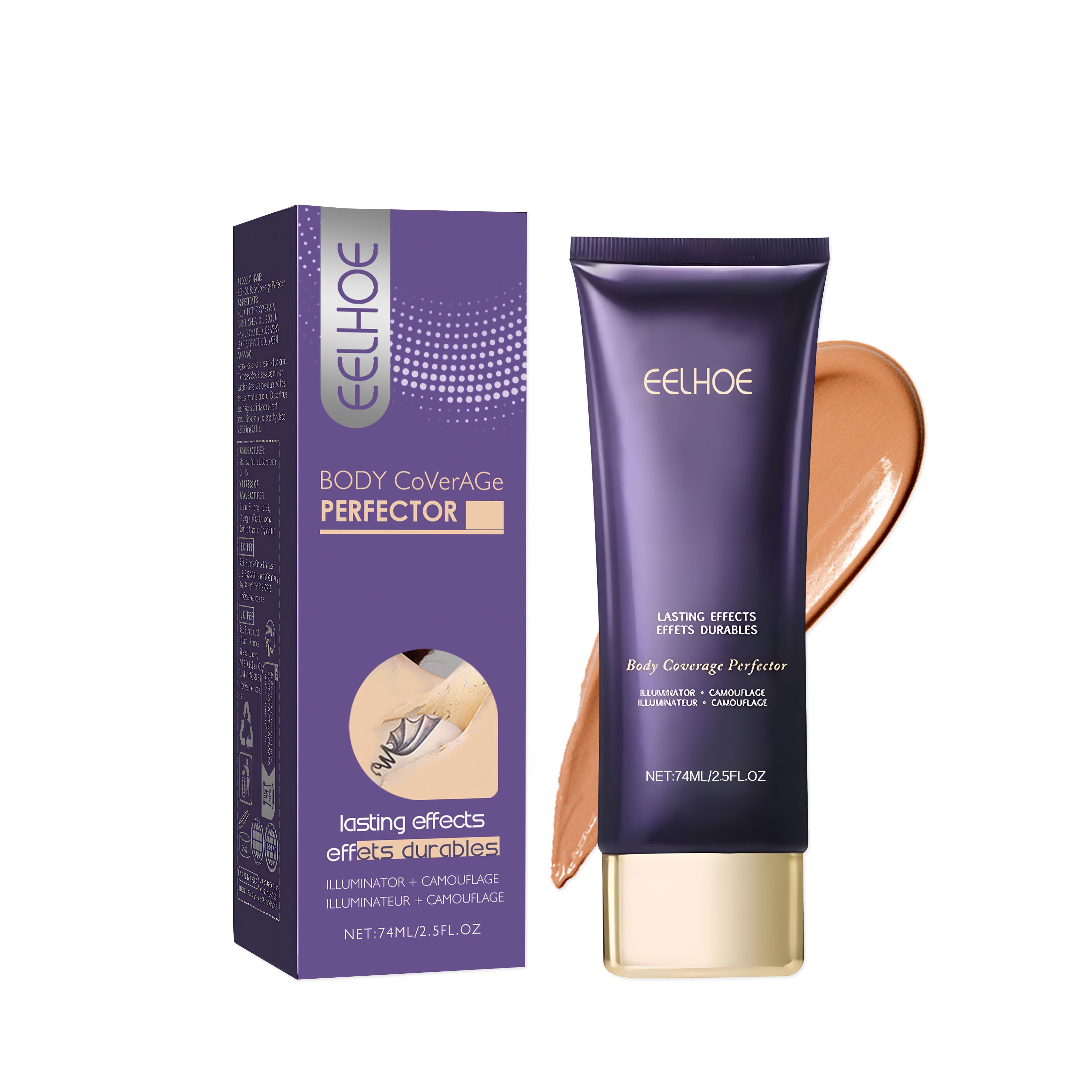 Body Concealer for Dark Skin, Blemish Cover, Tattoo Camouflage, Flawless Skin ,74ml