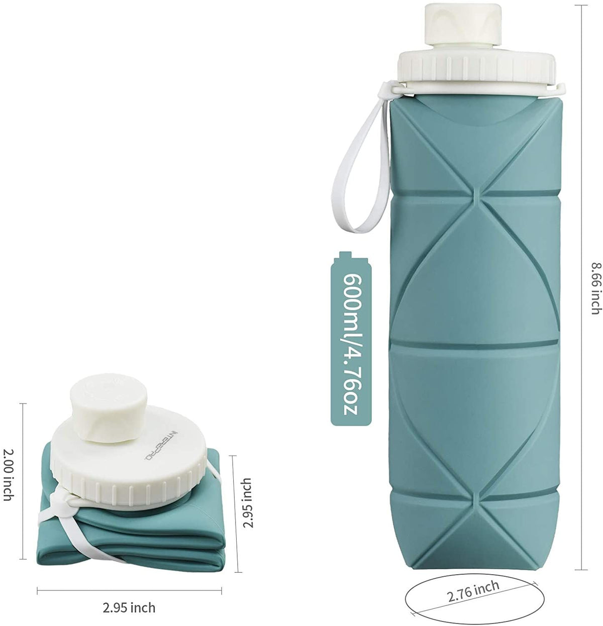 Collapsible Water Bottle Leak-Proof Heat-Resistant Travel Bottles 600ml