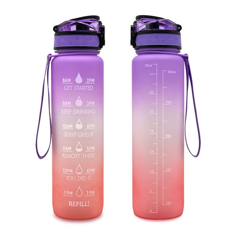 Sports Water Bottle With Time Marker BPA Free Water Jug 1000ml
